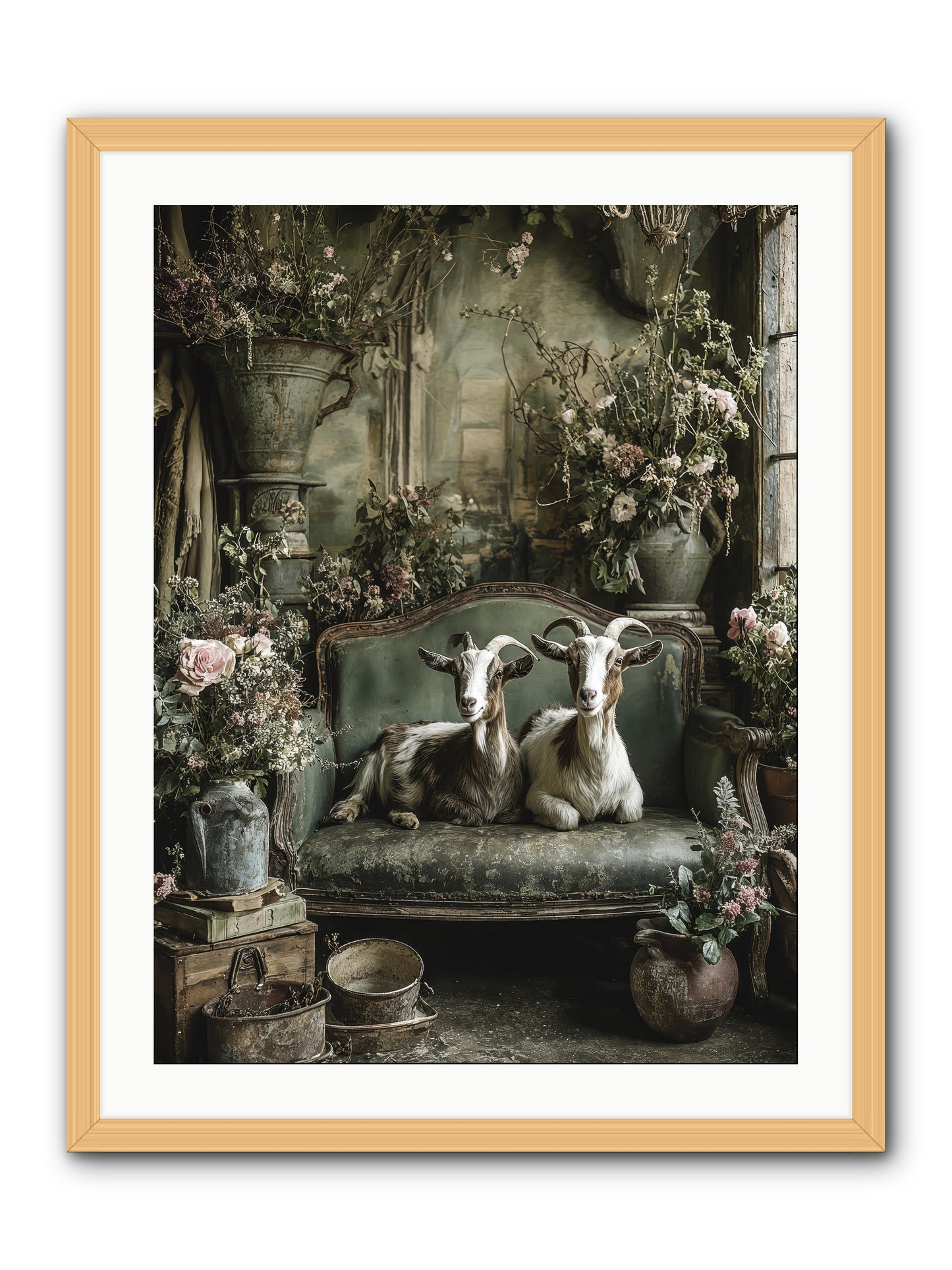 Blooming hearts -- Framed Print - Natural 24x32