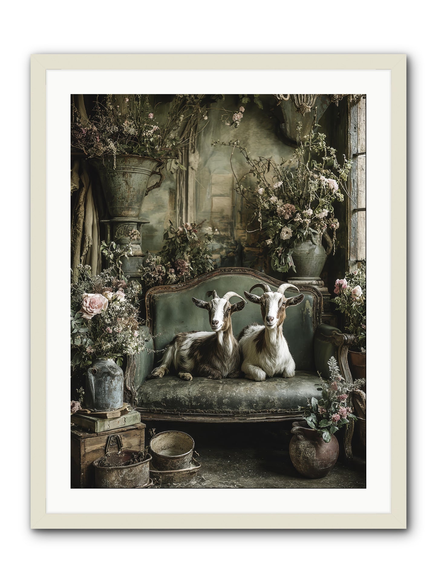Blooming hearts -- Framed Print - White 24x32