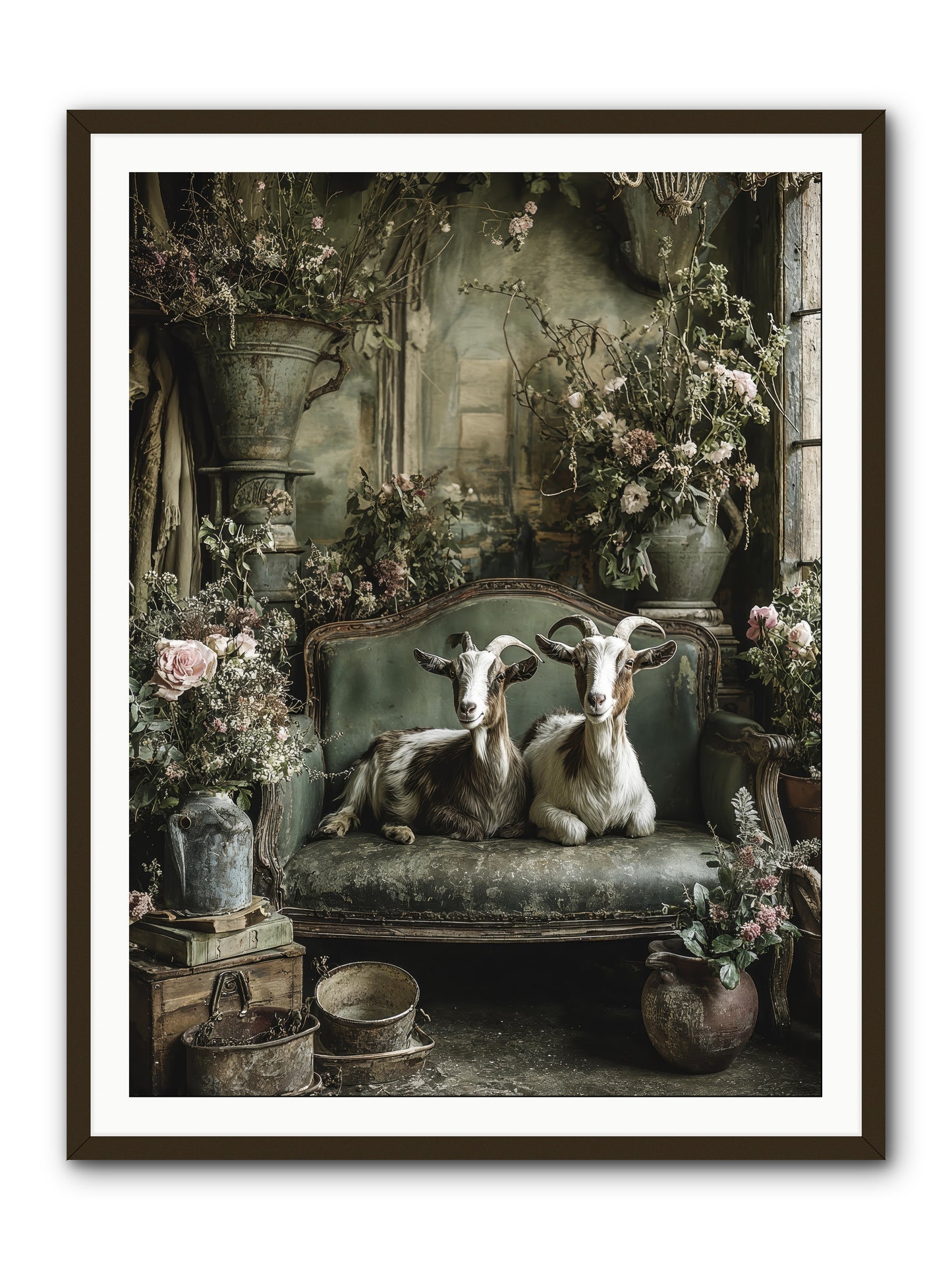 Blooming hearts -- Framed Print - Black 36x48