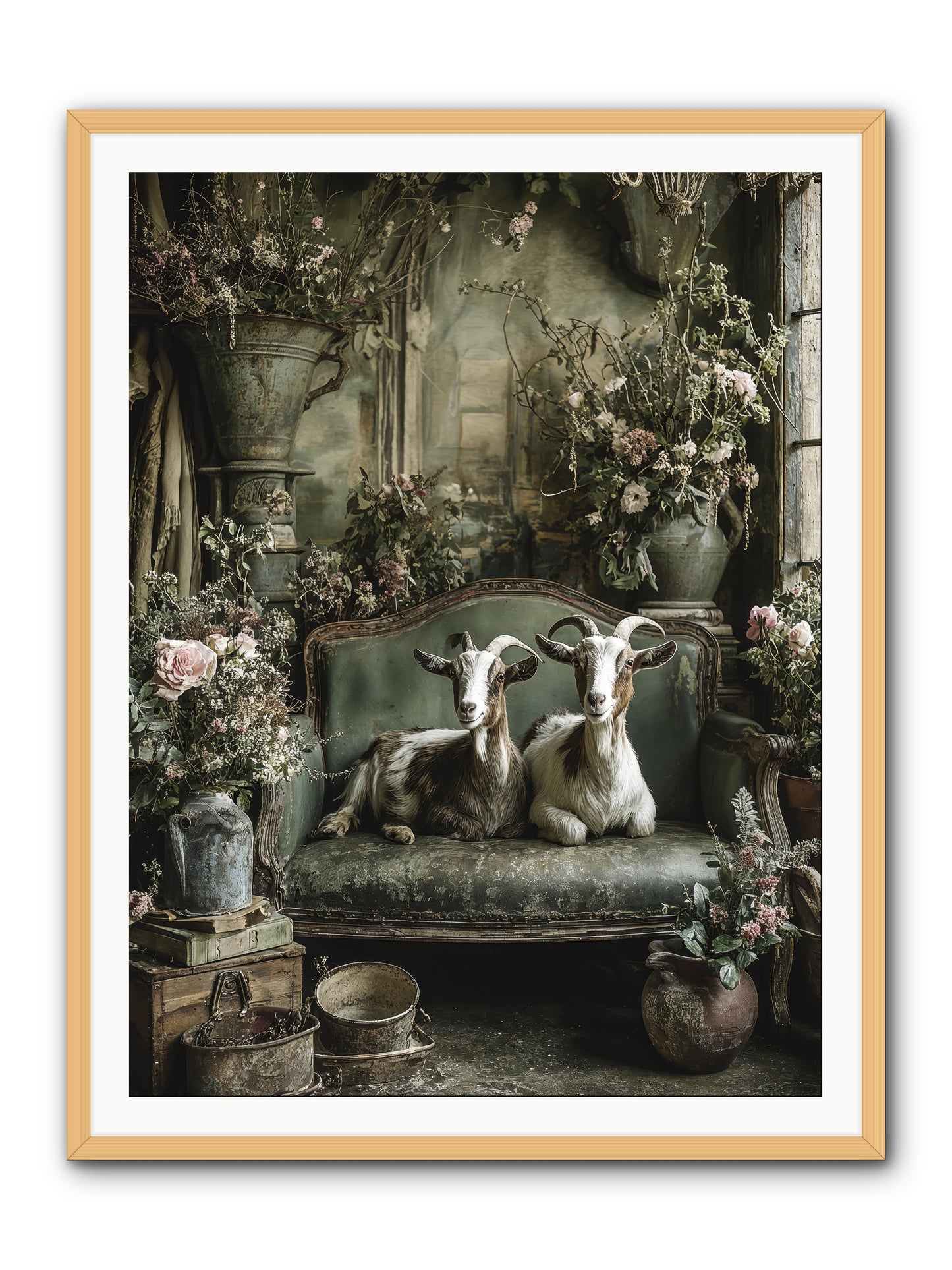Blooming hearts -- Framed Print - Natural 36x48