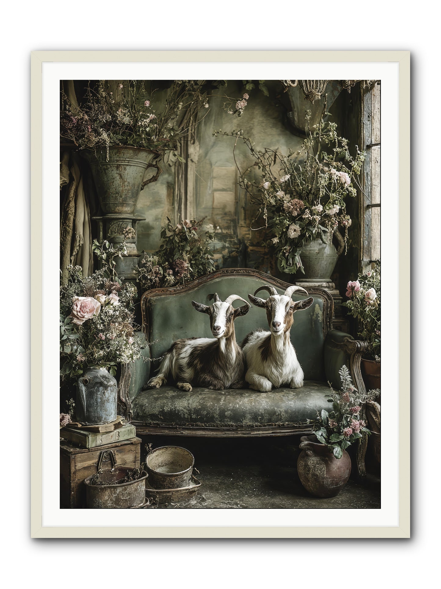 Blooming hearts -- Framed Print - White 36x48