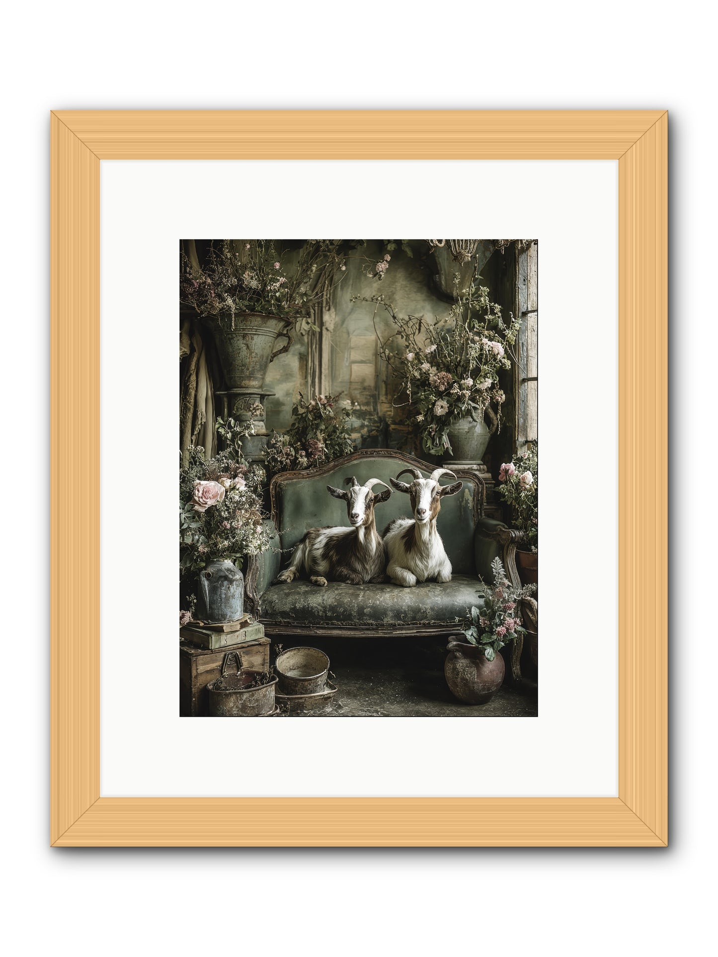 Blooming hearts -- Framed Print - Natural 9x12
