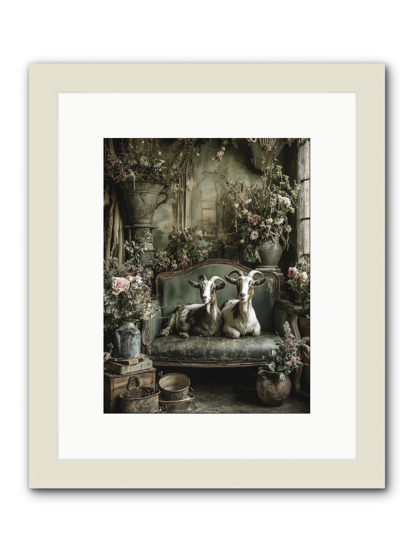 Blooming hearts -- Framed Print - White 9x12