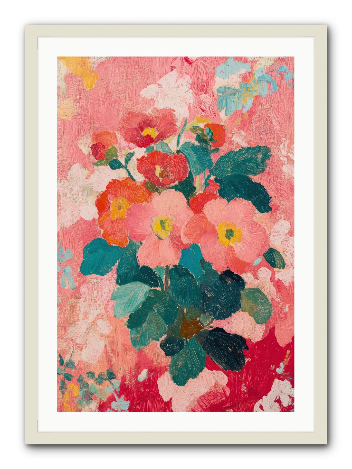 Blooms At Dawn -- Framed Print - White 24x36