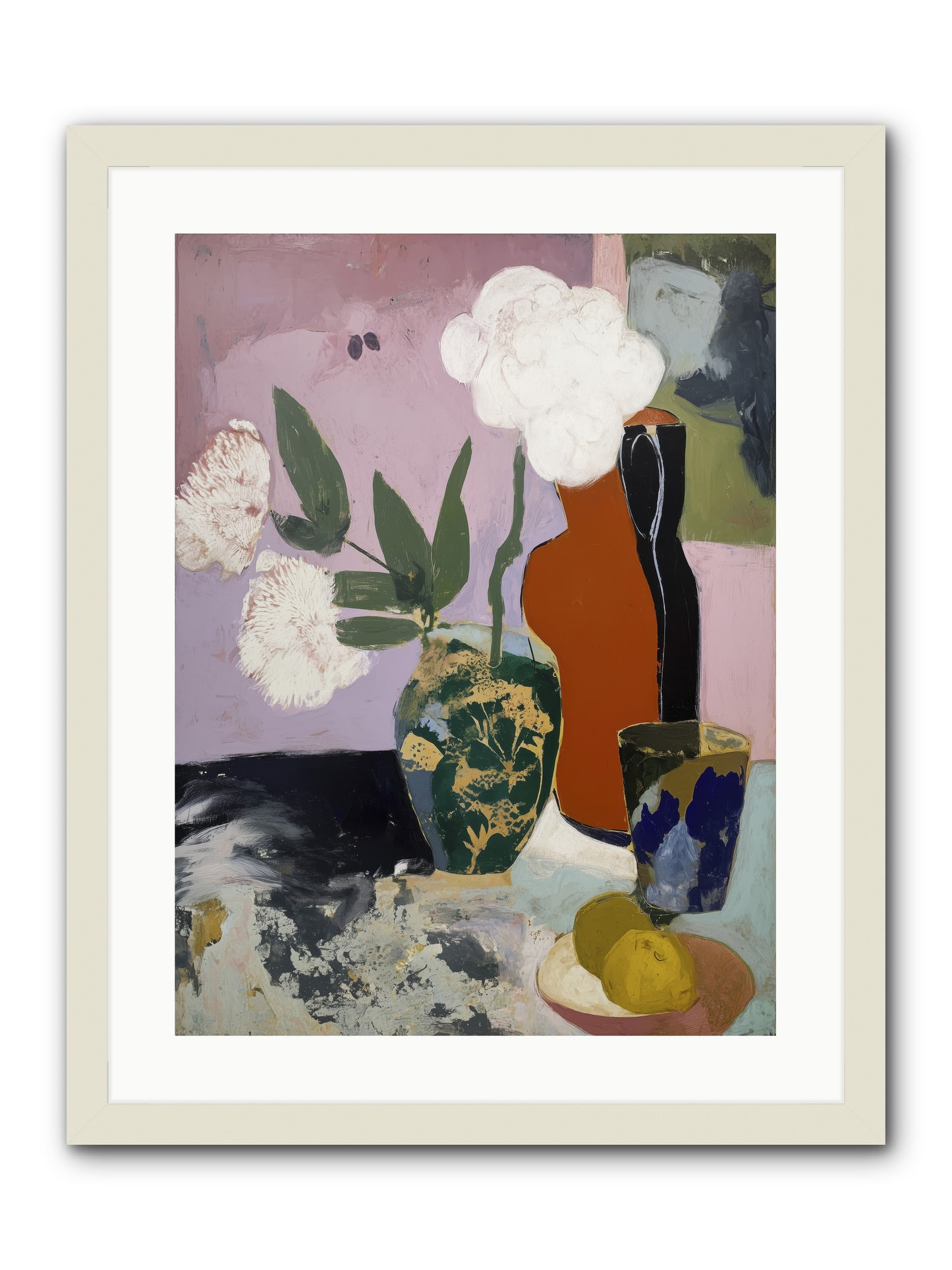 Blooms at Twilight -- Framed Print - White 18x24