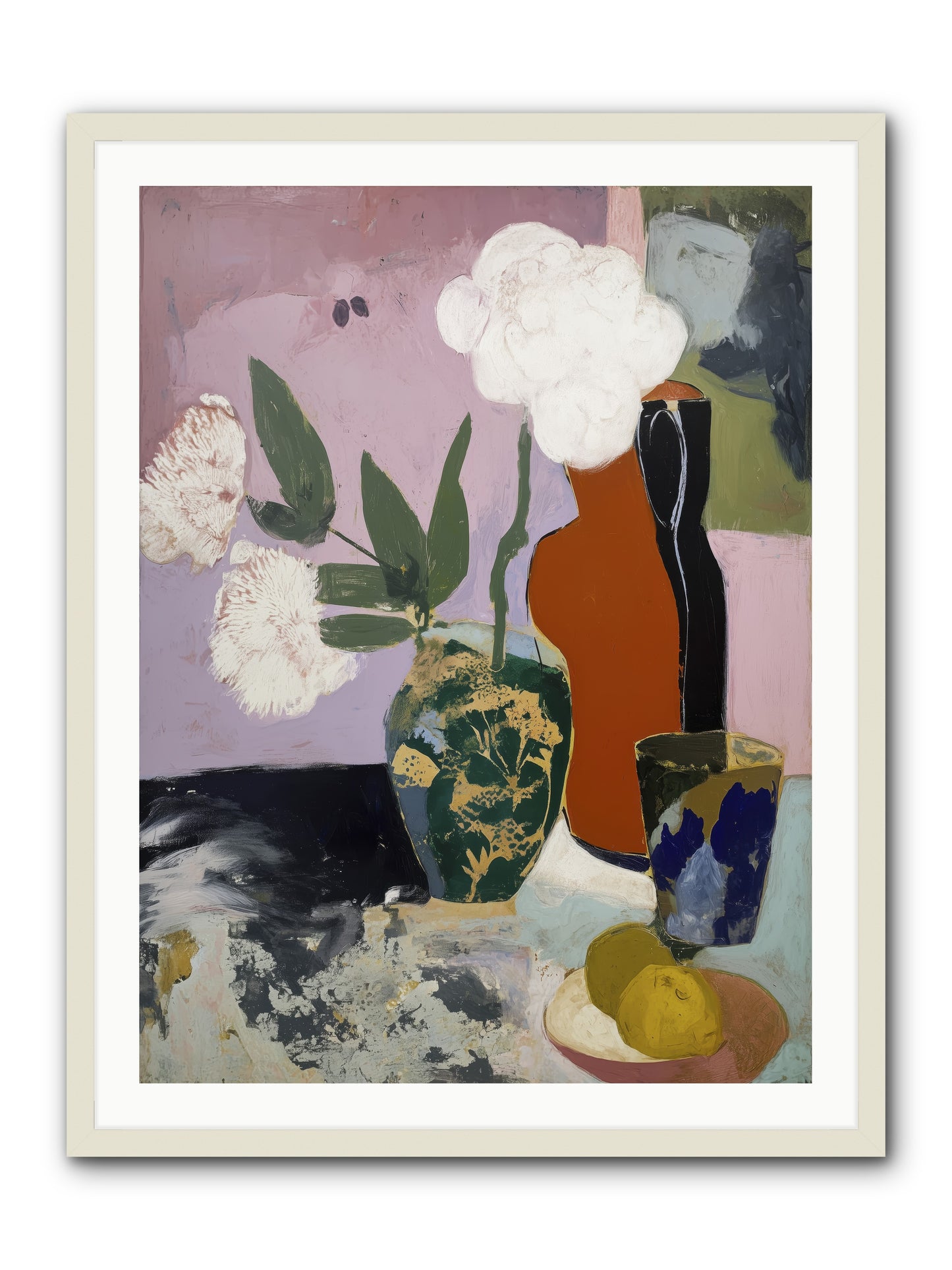 Blooms at Twilight -- Framed Print - White 30x40