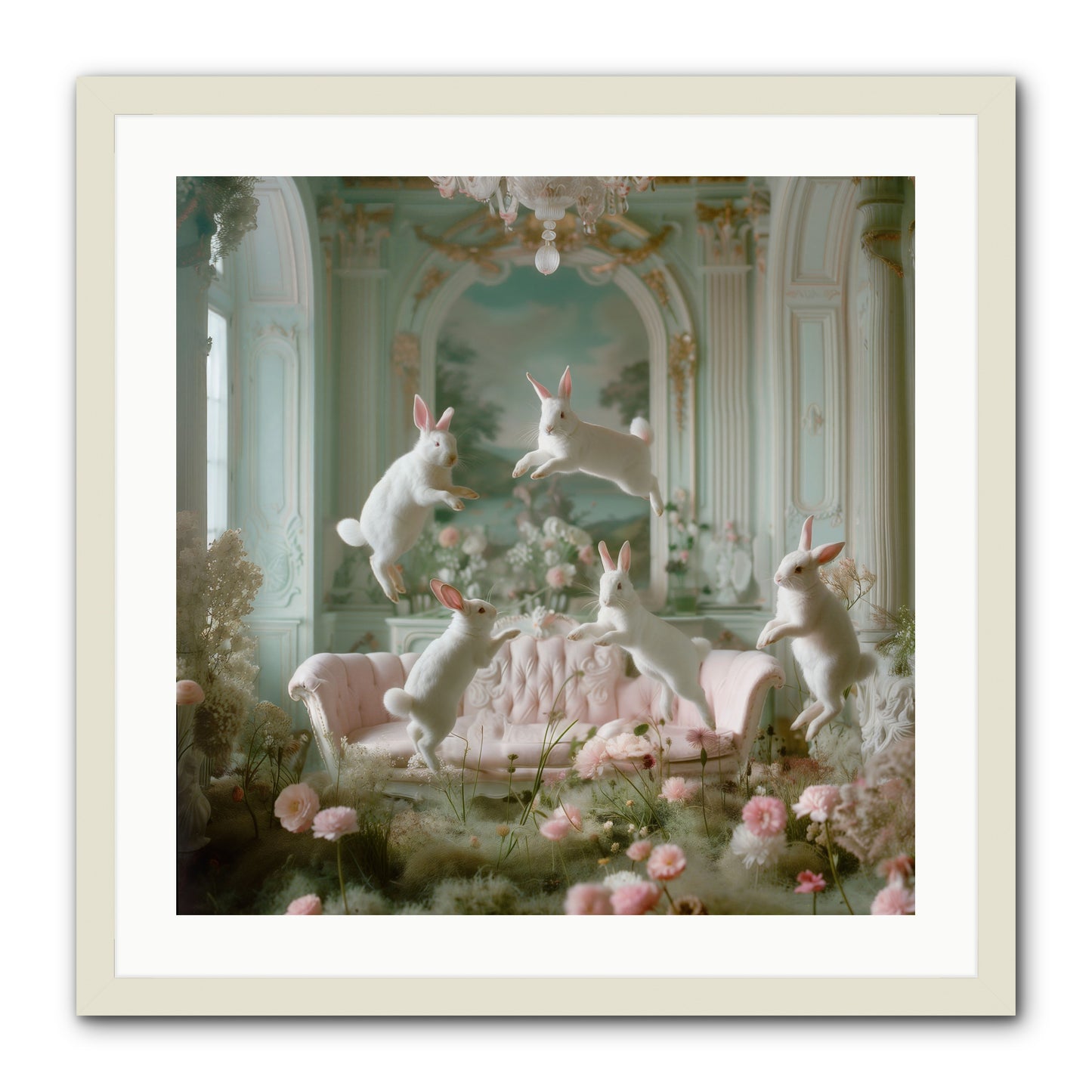 Blossom Reverie -- Framed Print - White 24x24