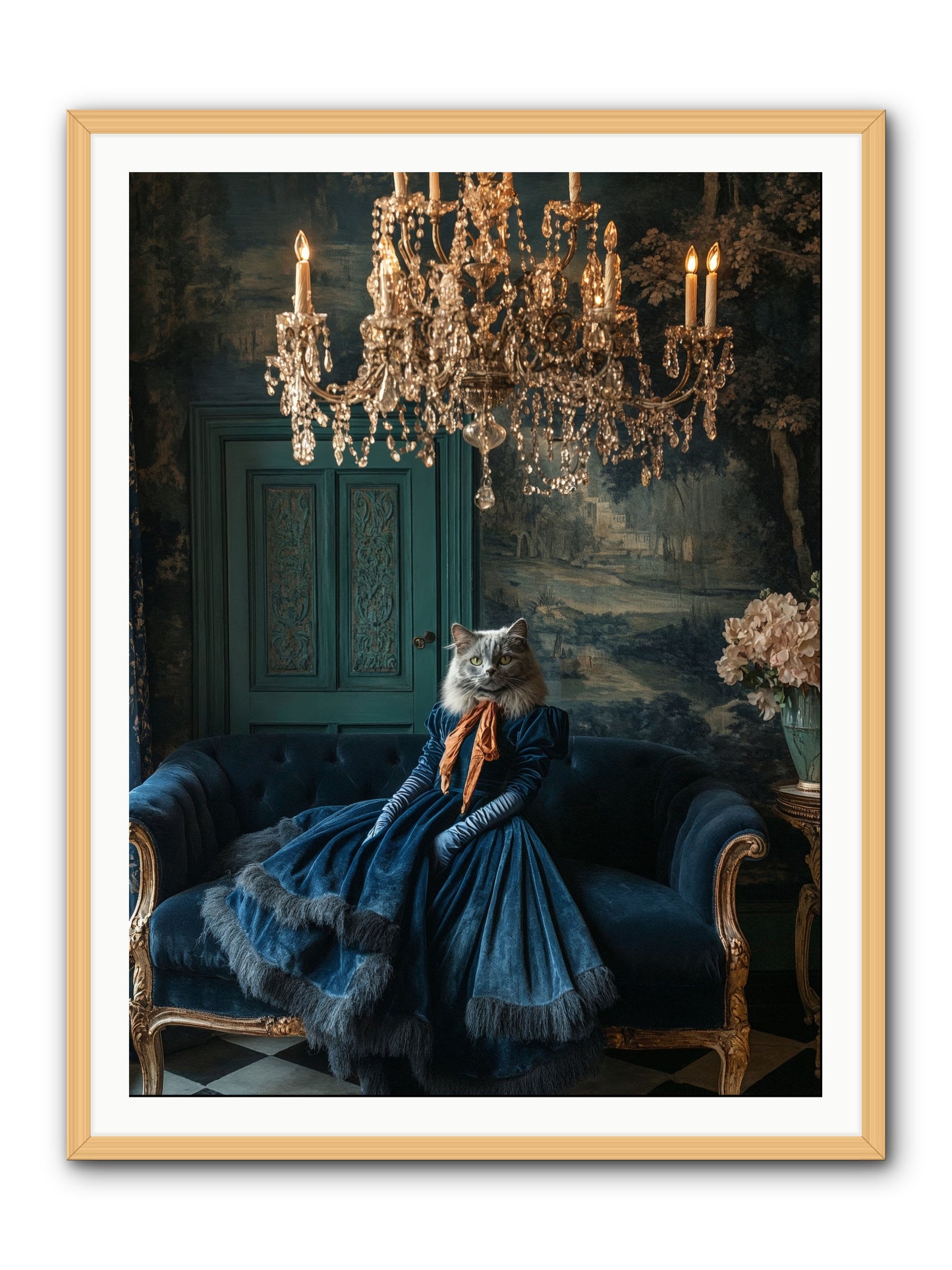 Blue Held Her GraceRez -- Framed Print - Natural 36x48