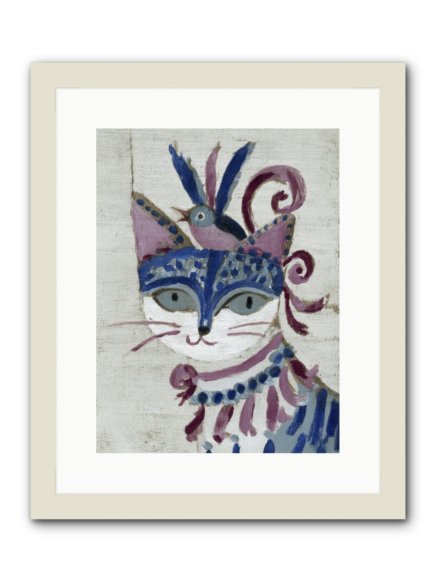 Bluebells Before Supper -- Framed Print - White 12x16