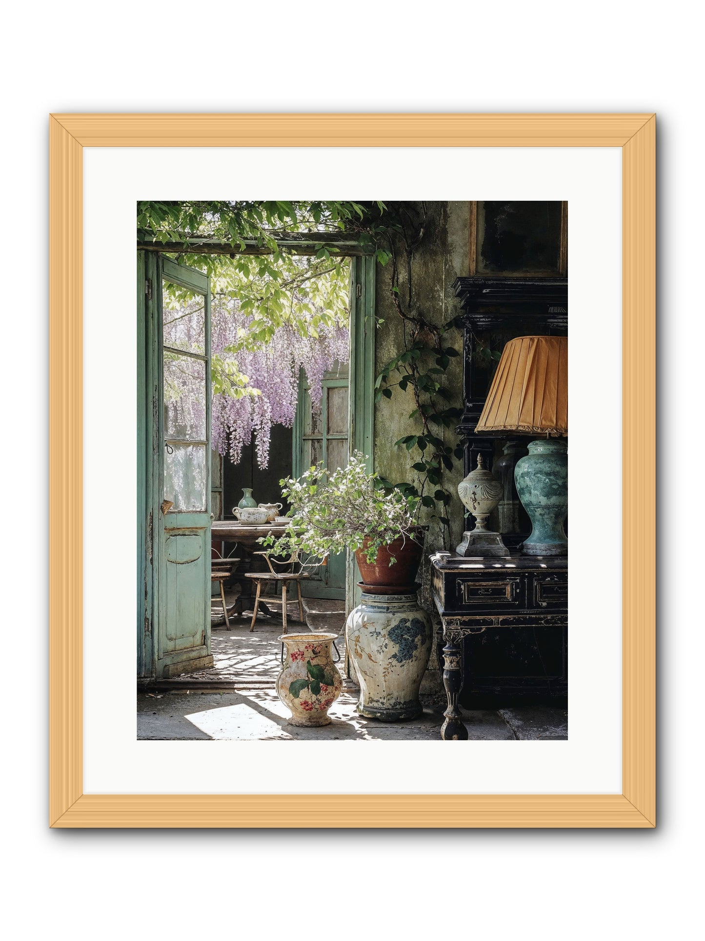 Bonjour Mon Amour -- Framed Print - Natural 16x20