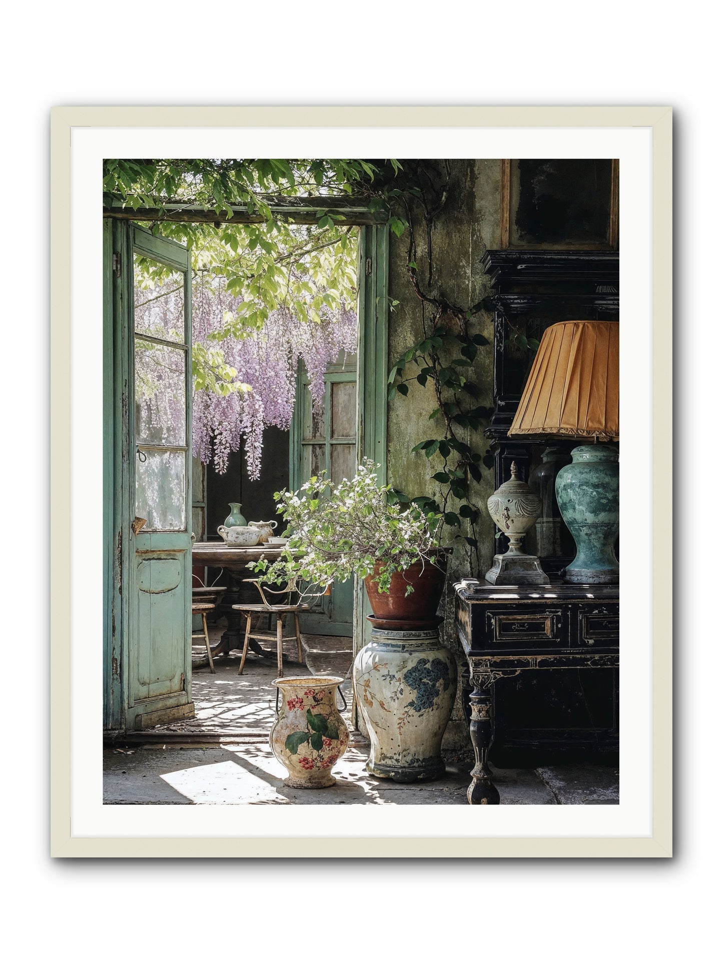 Bonjour Mon Amour -- Framed Print - White 32x40