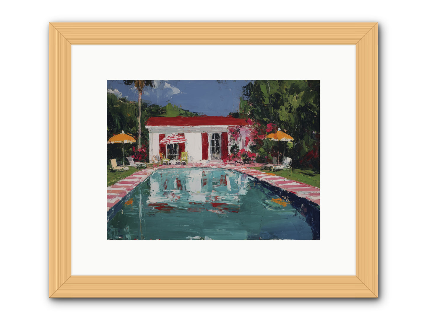 Bordeaux Beach Club -- Framed Print - Natural 12x9