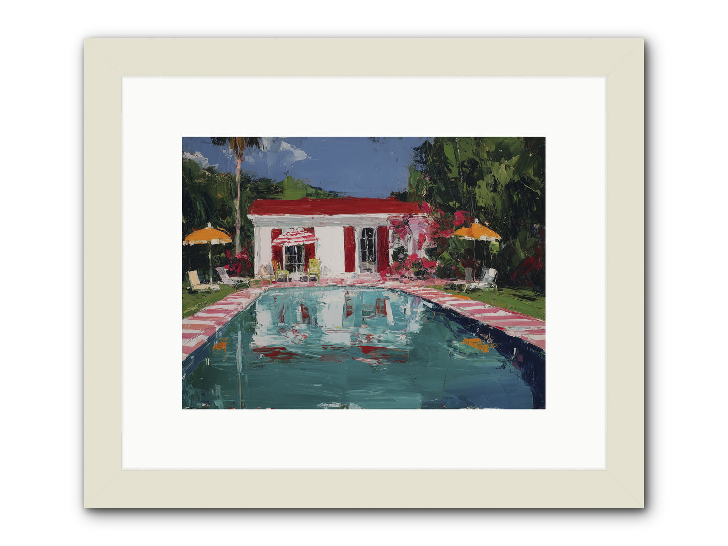 Bordeaux Beach Club -- Framed Print - White 12x9