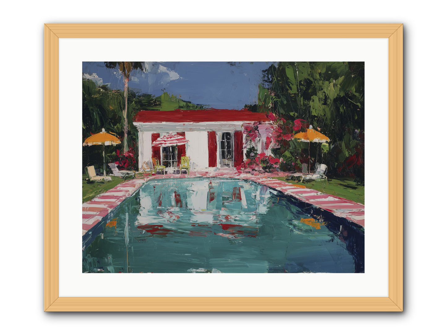 Bordeaux Beach Club -- Framed Print - Natural 24x18