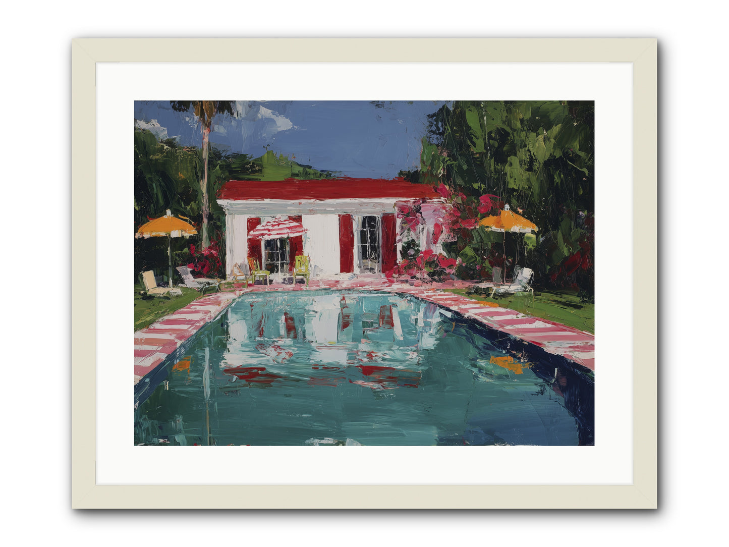 Bordeaux Beach Club -- Framed Print - White 24x18