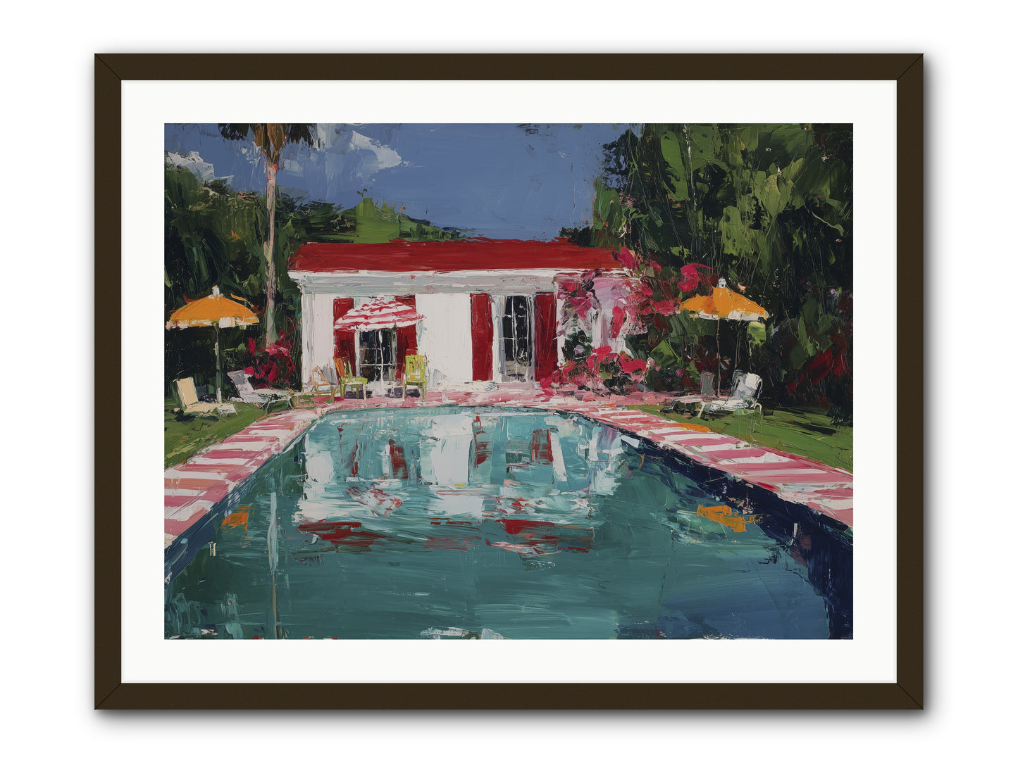 Bordeaux Beach Club -- Framed Print - Black 32x24