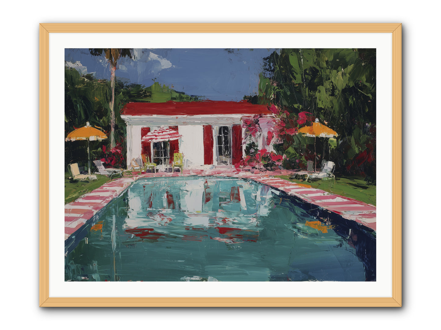 Bordeaux Beach Club -- Framed Print - Natural 40x30
