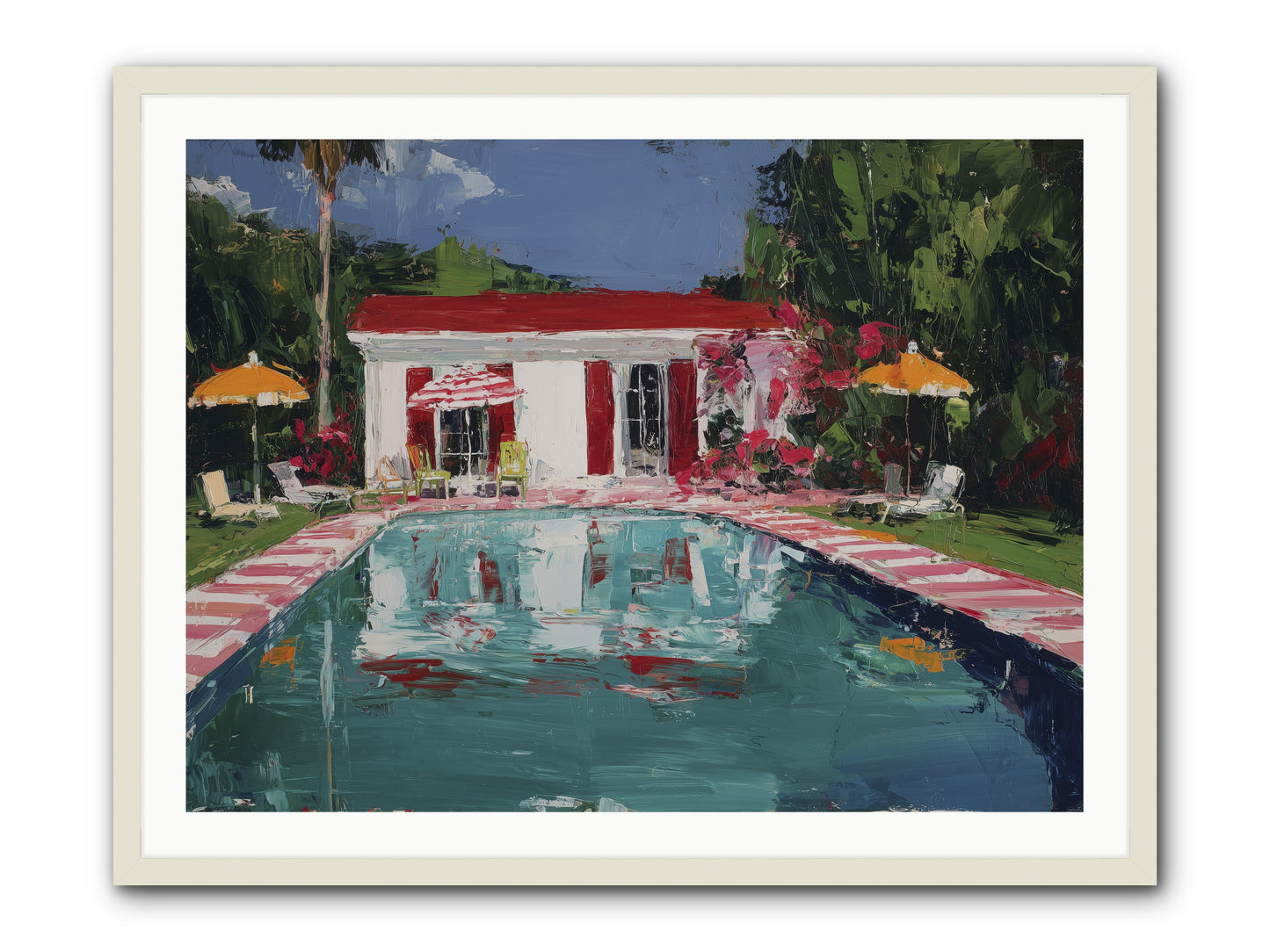 Bordeaux Beach Club -- Framed Print - White 40x30