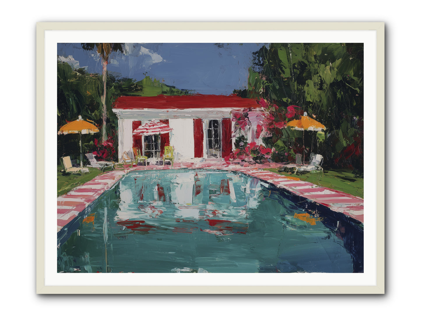Bordeaux Beach Club -- Framed Print - White 48x36