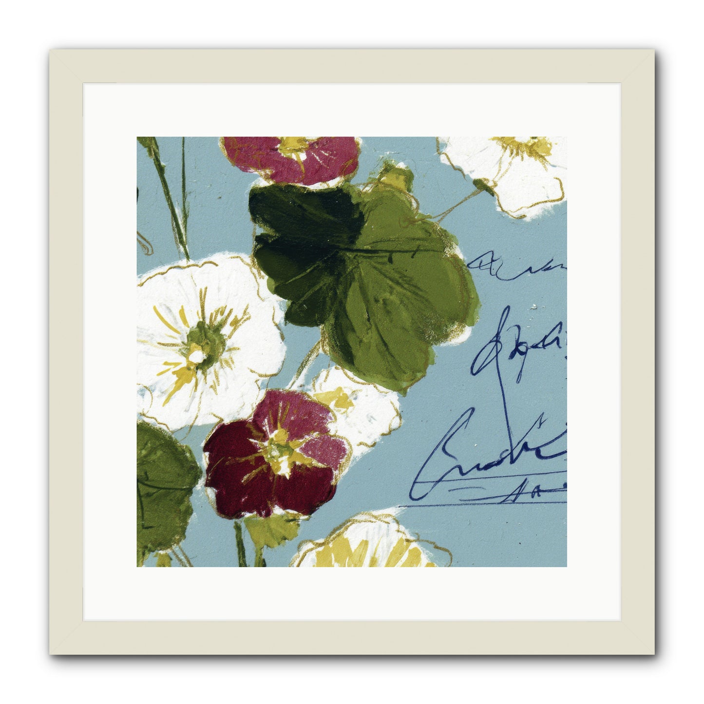 Botanical Whispers -- Framed Print - White 16x16