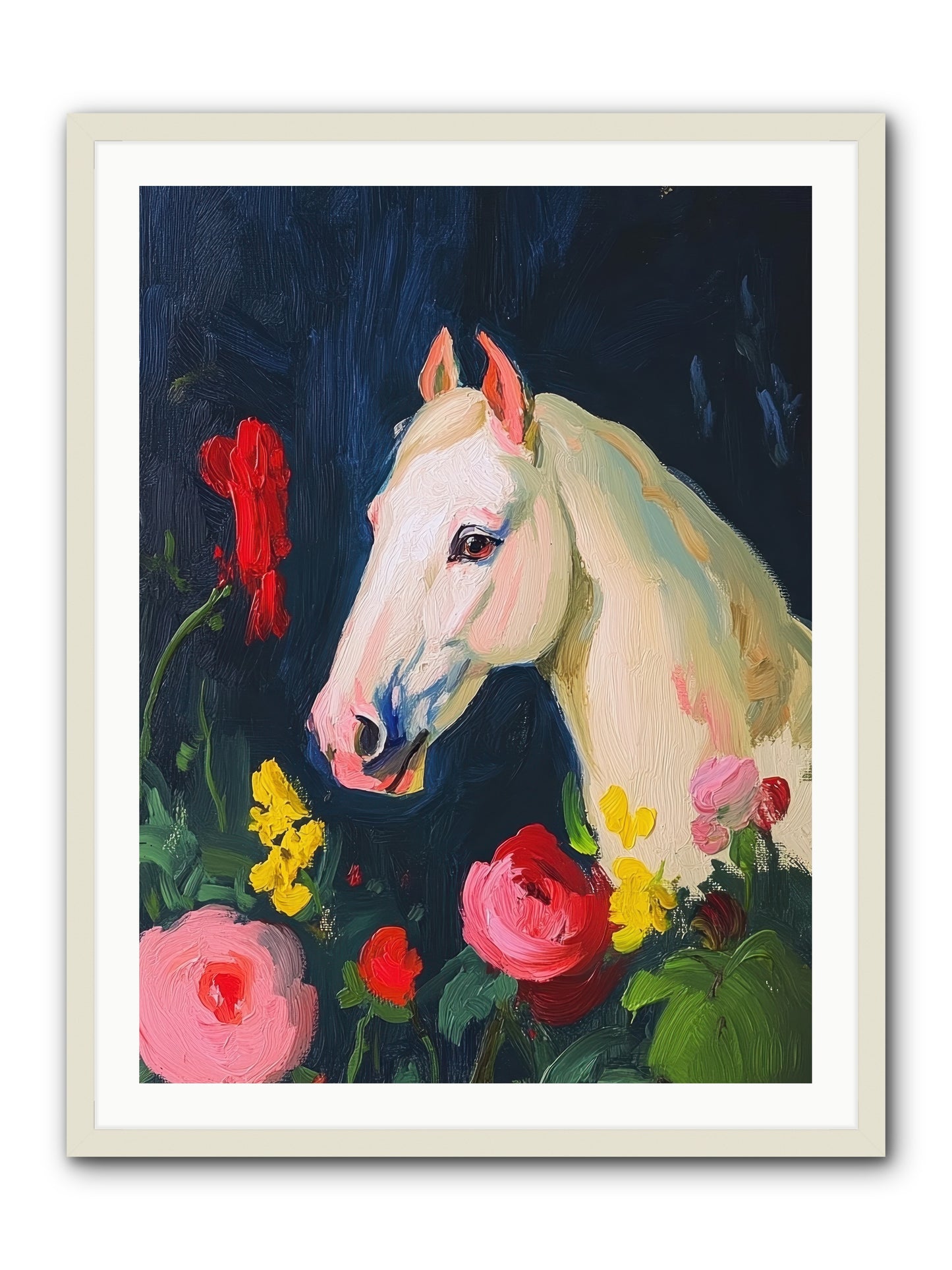 Boundless Petals -- Framed Print - White 30x40