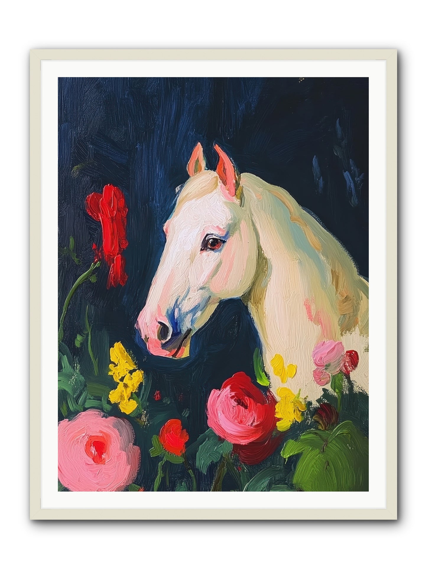 Boundless Petals -- Framed Print - White 36x48