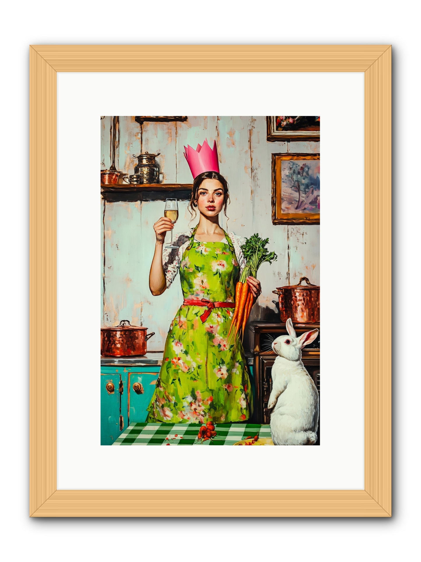 Bouquet Garni & Bunny -- Framed Print - Natural 10x15