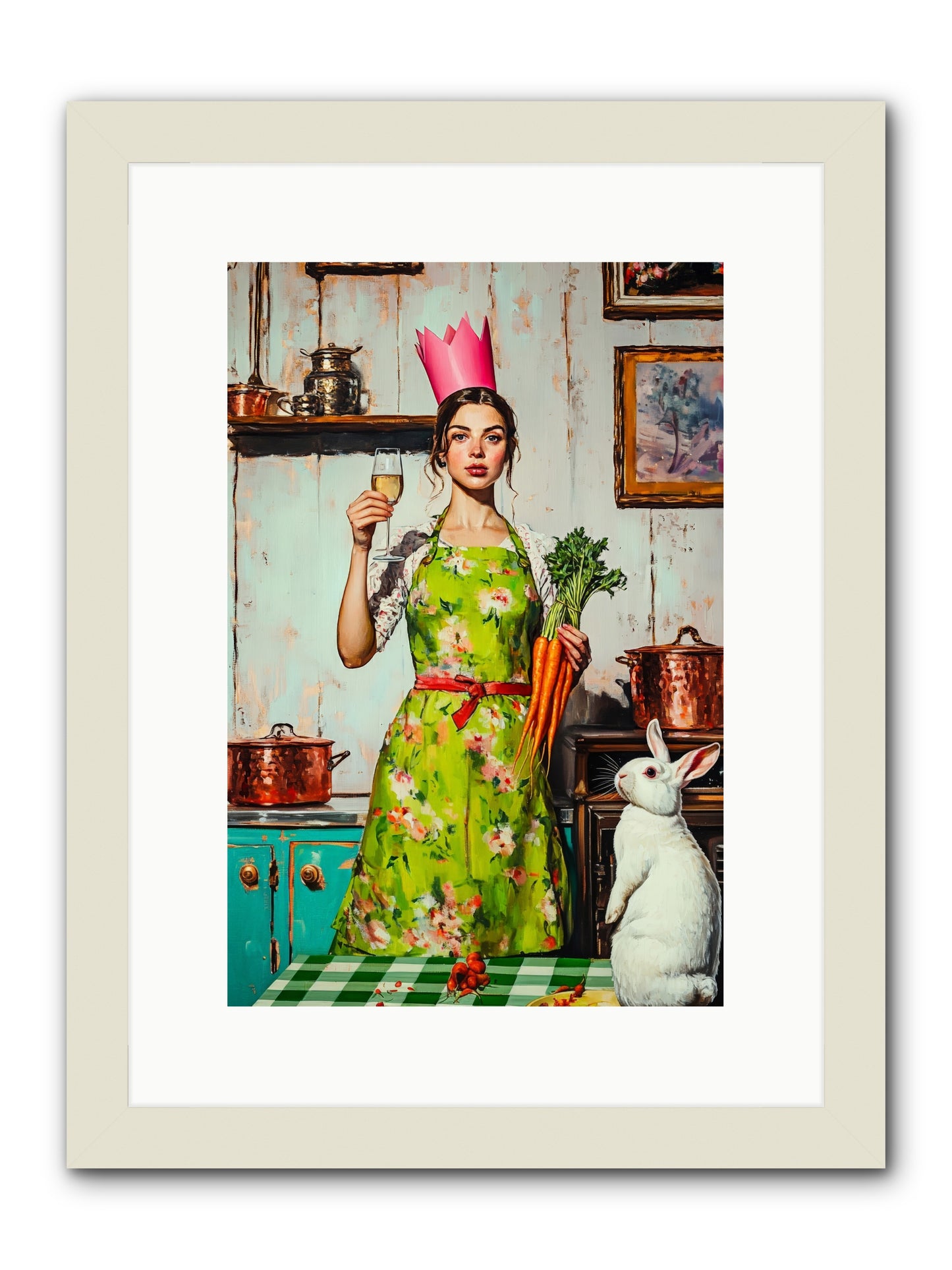 Bouquet Garni & Bunny -- Framed Print - White 10x15