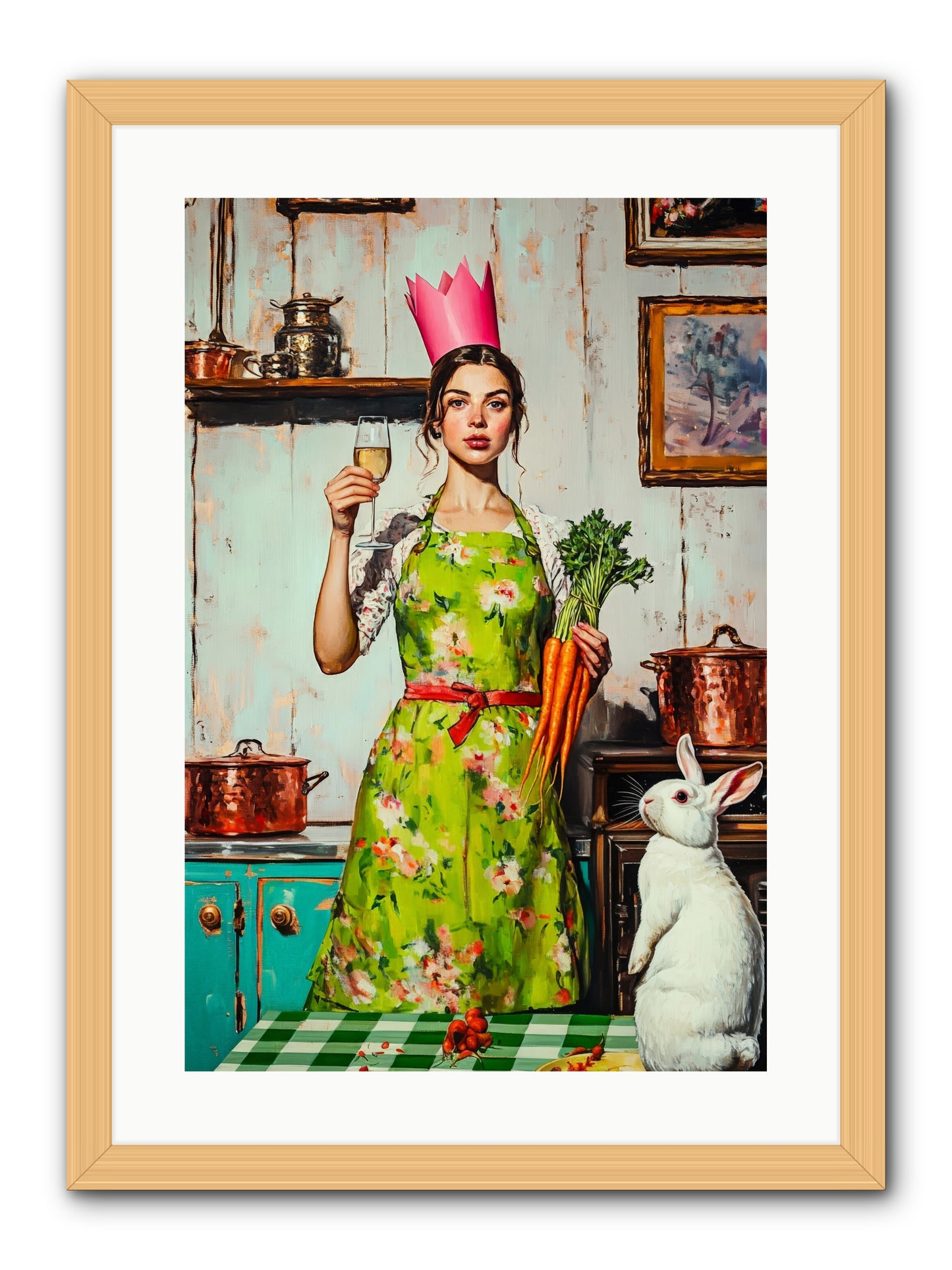 Bouquet Garni & Bunny -- Framed Print - Natural 16x24