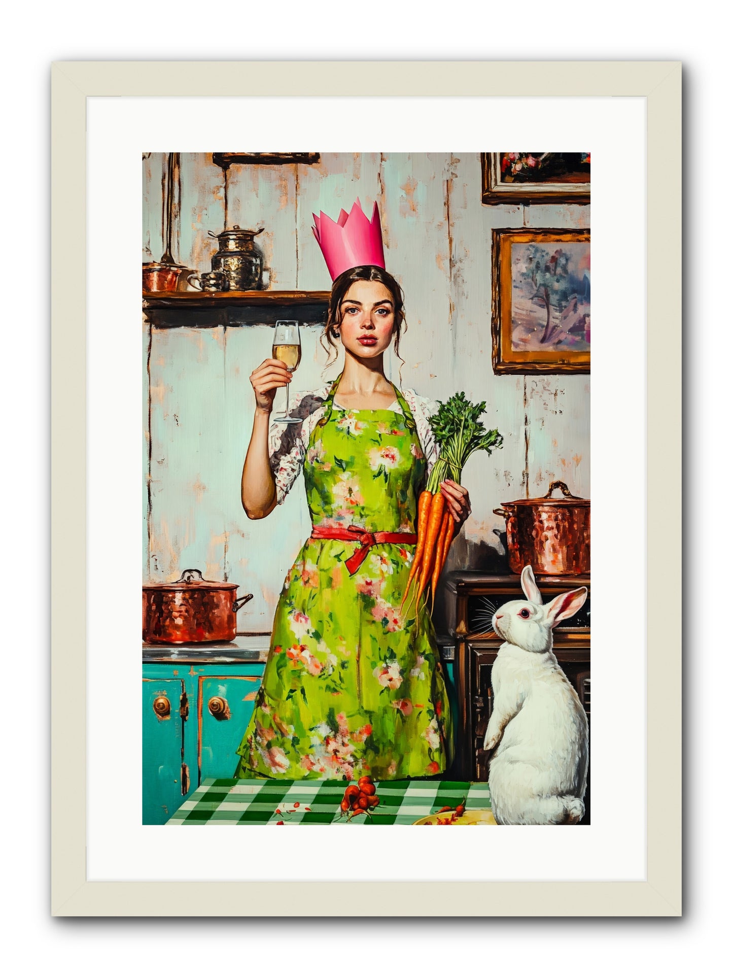 Bouquet Garni & Bunny -- Framed Print - White 16x24