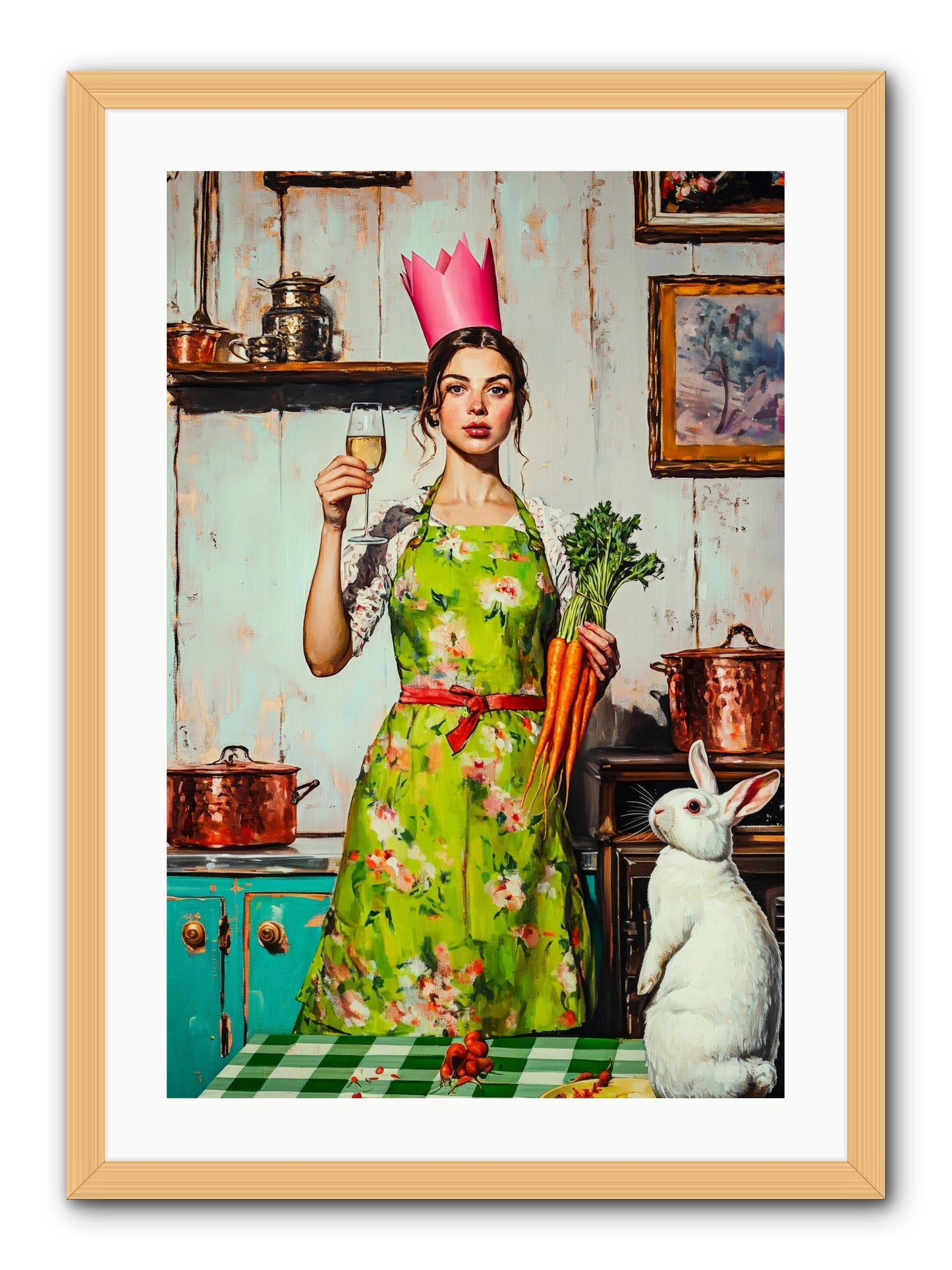 Bouquet Garni & Bunny -- Framed Print - Natural 20x30