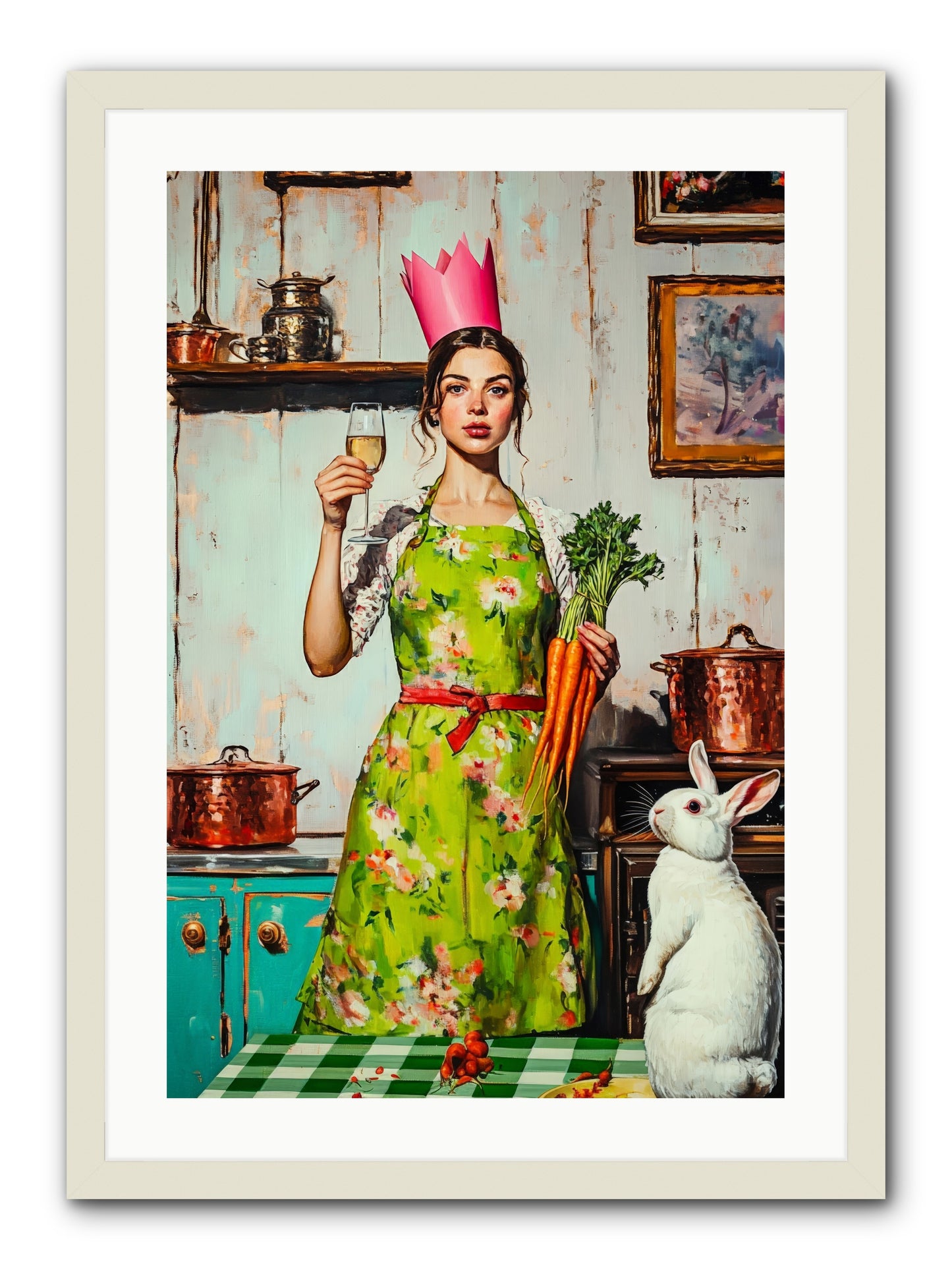 Bouquet Garni & Bunny -- Framed Print - White 20x30
