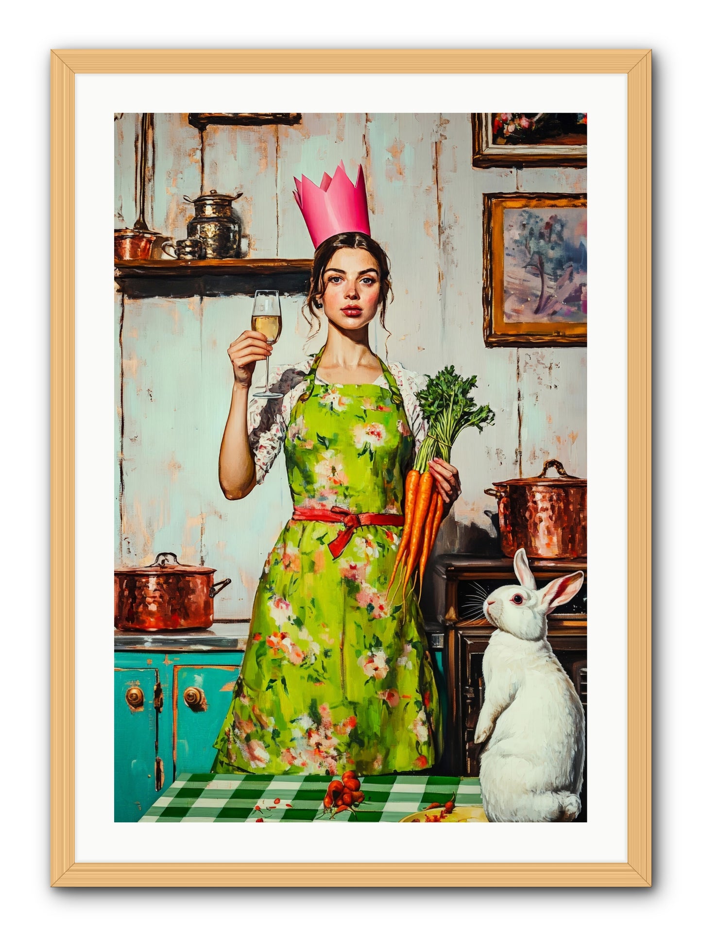 Bouquet Garni & Bunny -- Framed Print - Natural 24x36