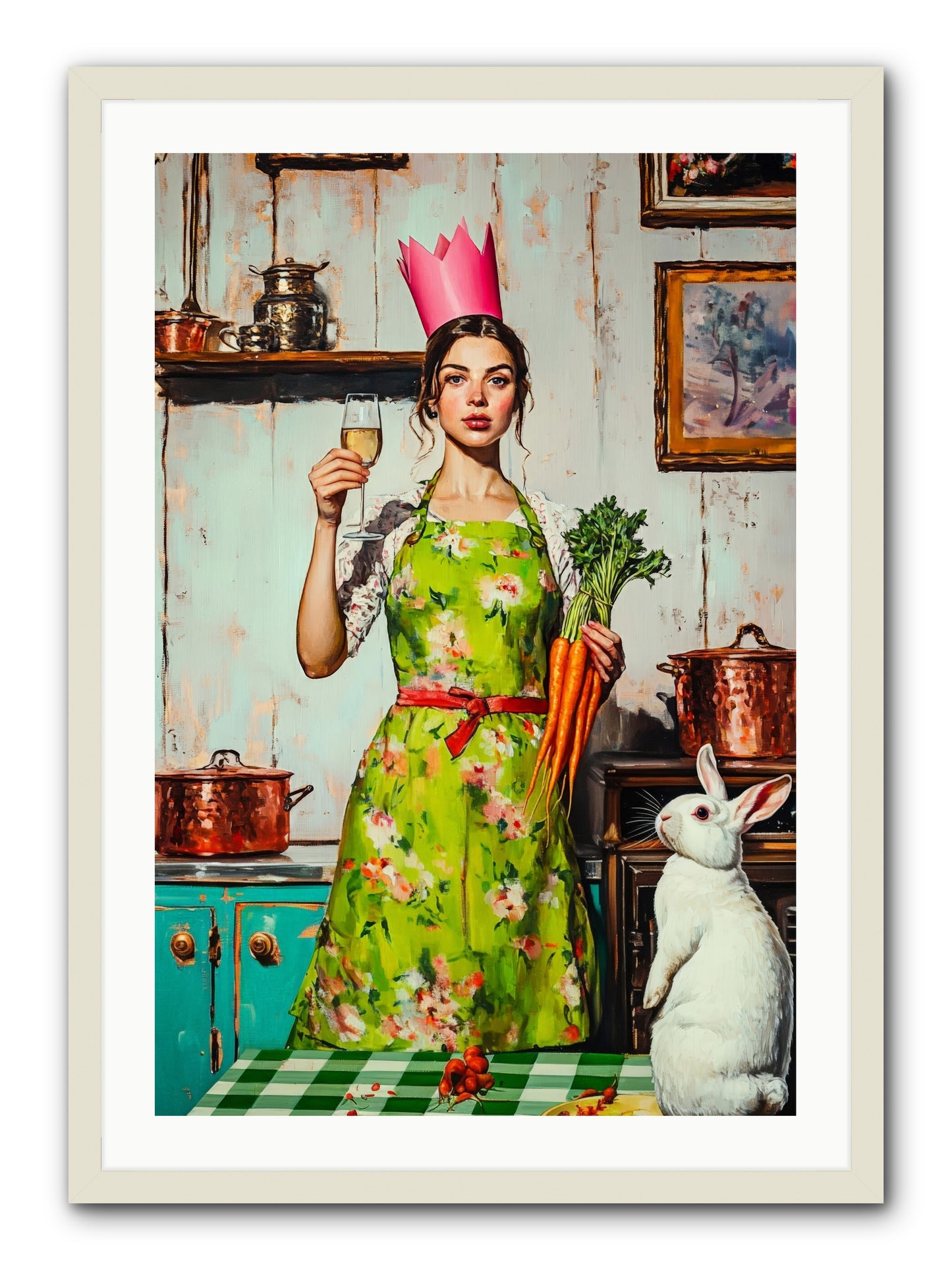 Bouquet Garni & Bunny -- Framed Print - White 24x36
