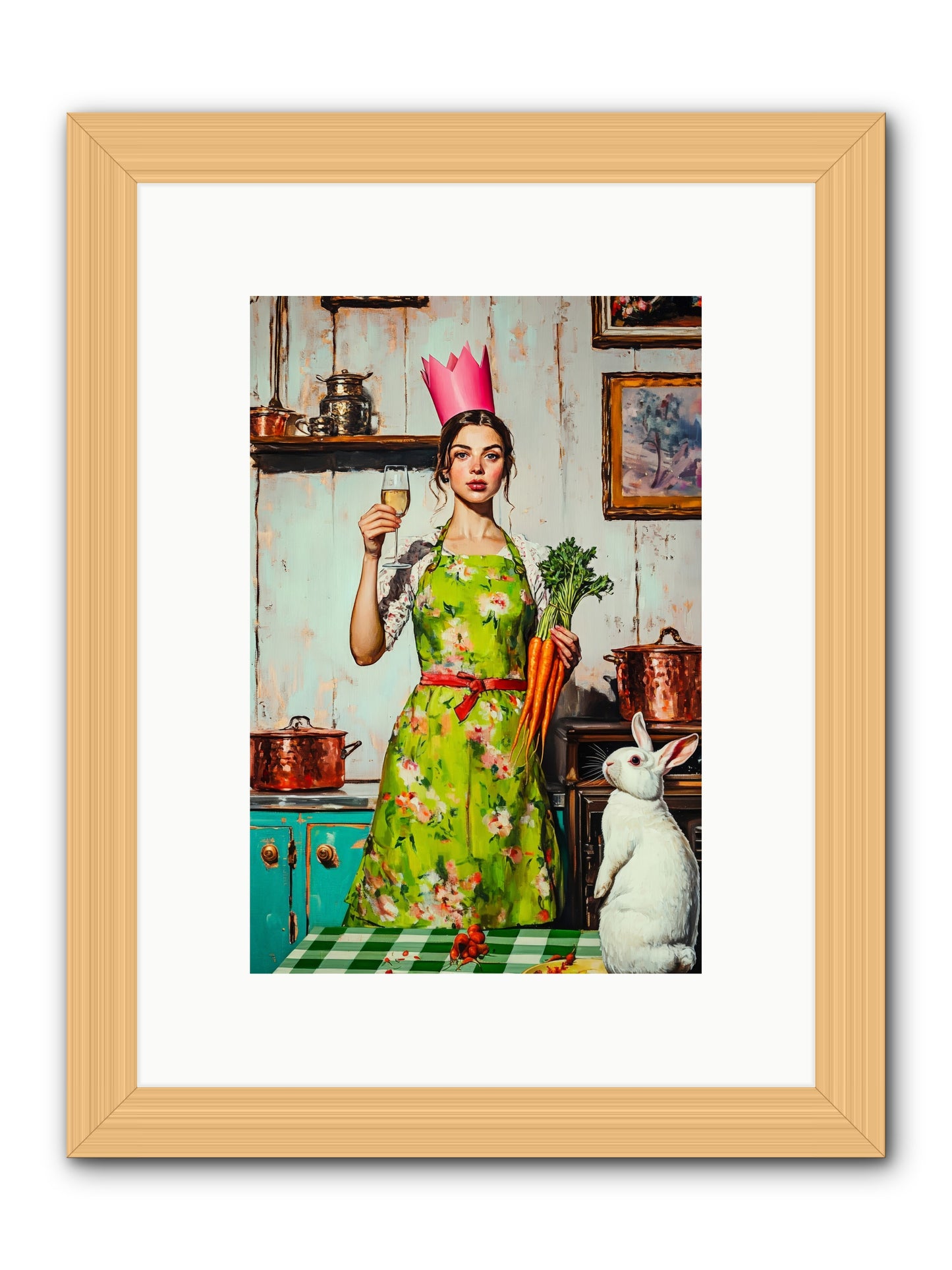 Bouquet Garni & Bunny -- Framed Print - Natural 8x12