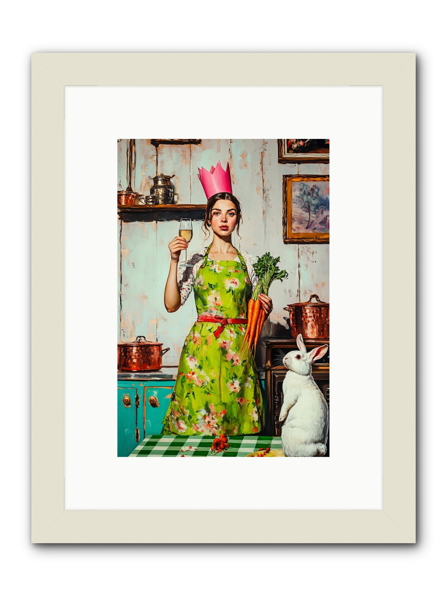 Bouquet Garni & Bunny -- Framed Print - White 8x12
