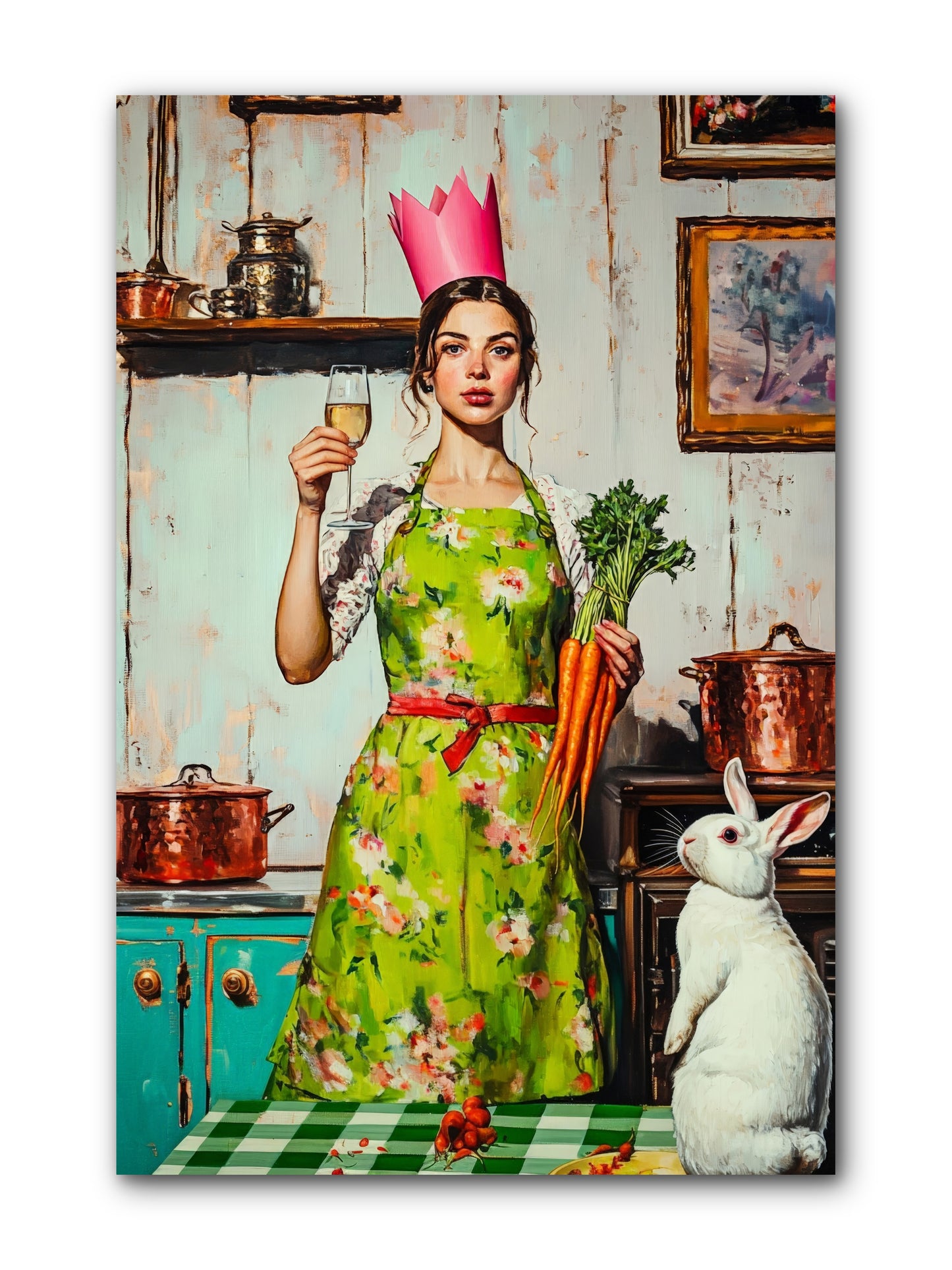 Bouquet Garni & Bunny -- Wrapped Canvas 8x12