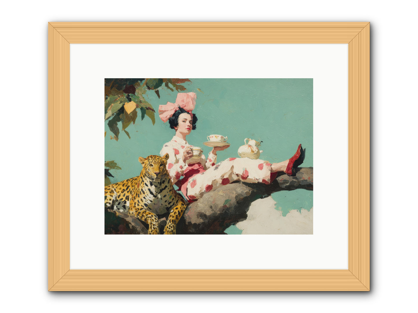 Breakfast at the Edge of Rain -- Framed Print - Natural 12x9