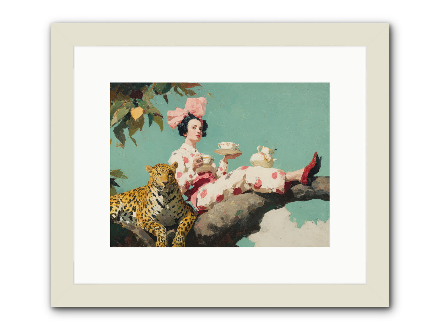 Breakfast at the Edge of Rain -- Framed Print - White 12x9