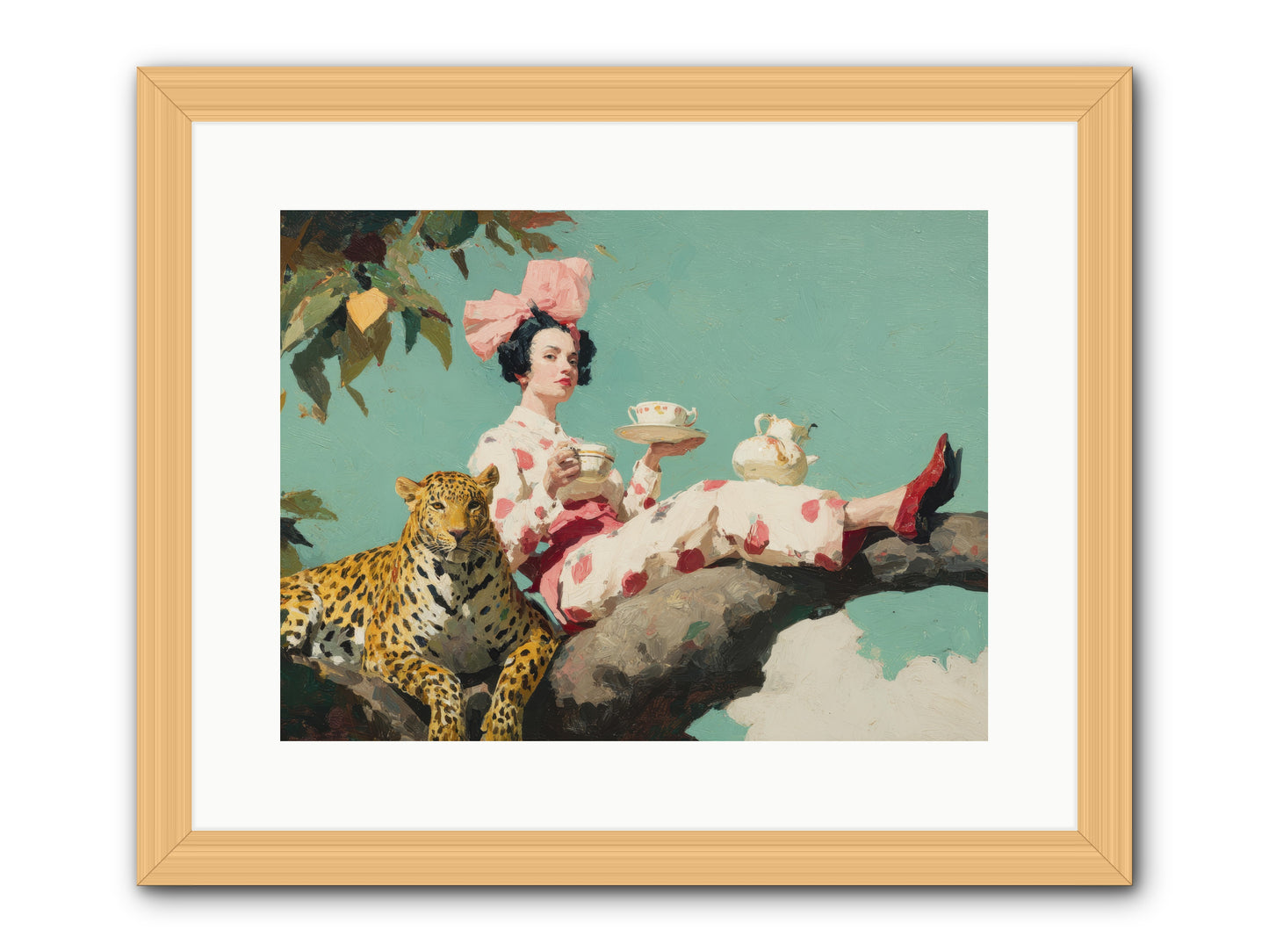 Breakfast at the Edge of Rain -- Framed Print - Natural 16x12