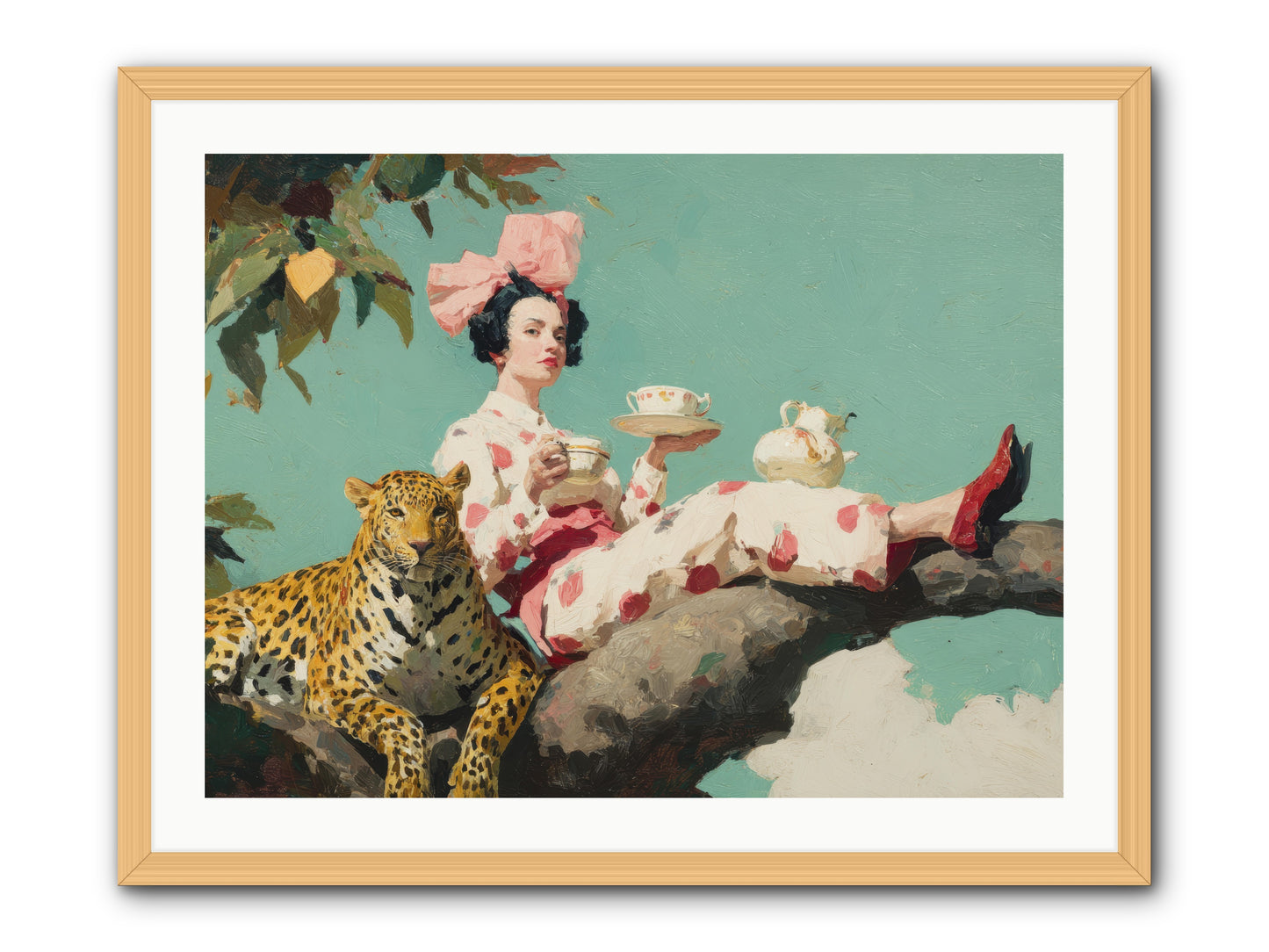 Breakfast at the Edge of Rain -- Framed Print - Natural 32x24