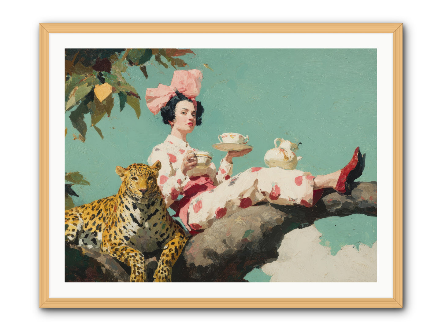 Breakfast at the Edge of Rain -- Framed Print - Natural 40x30