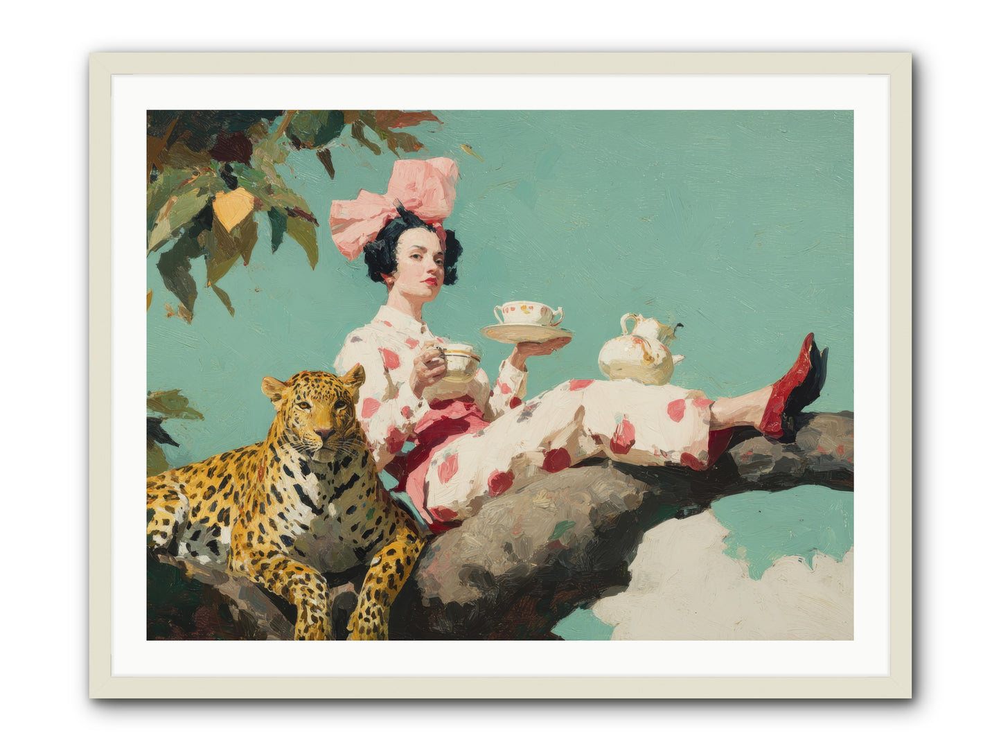 Breakfast at the Edge of Rain -- Framed Print - White 40x30