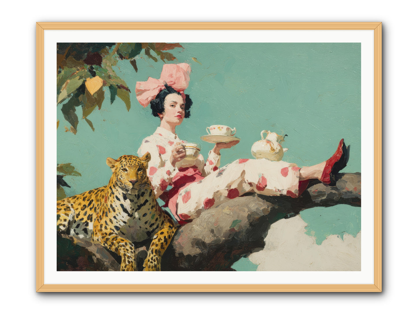 Breakfast at the Edge of Rain -- Framed Print - Natural 48x36