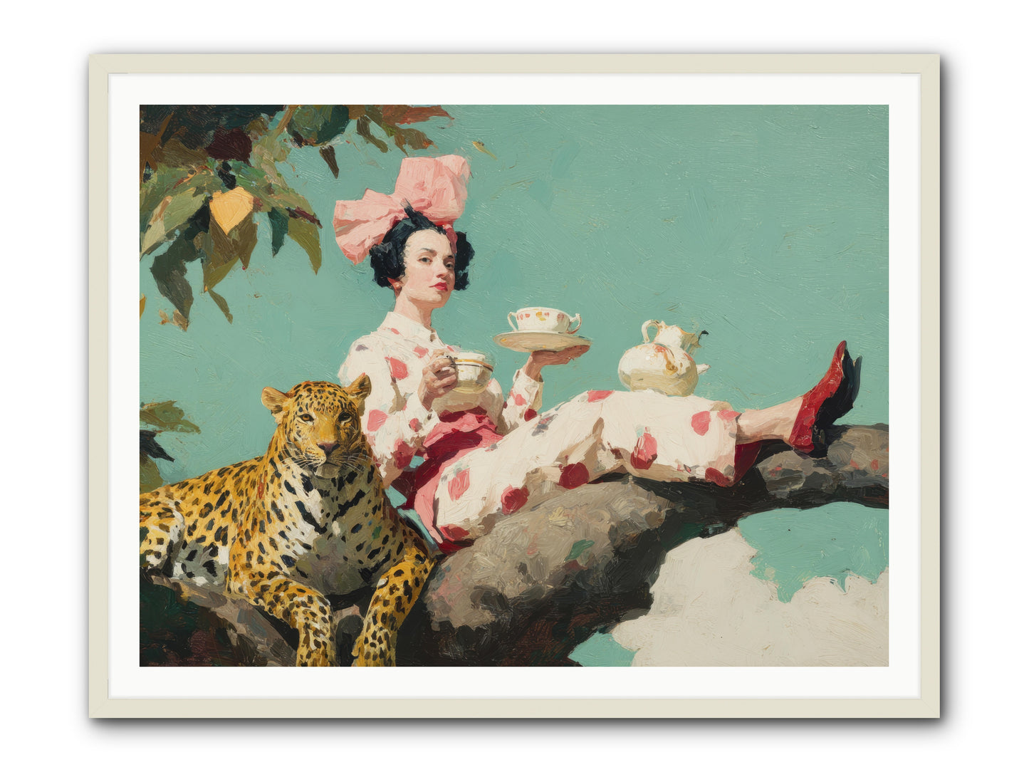 Breakfast at the Edge of Rain -- Framed Print - White 48x36