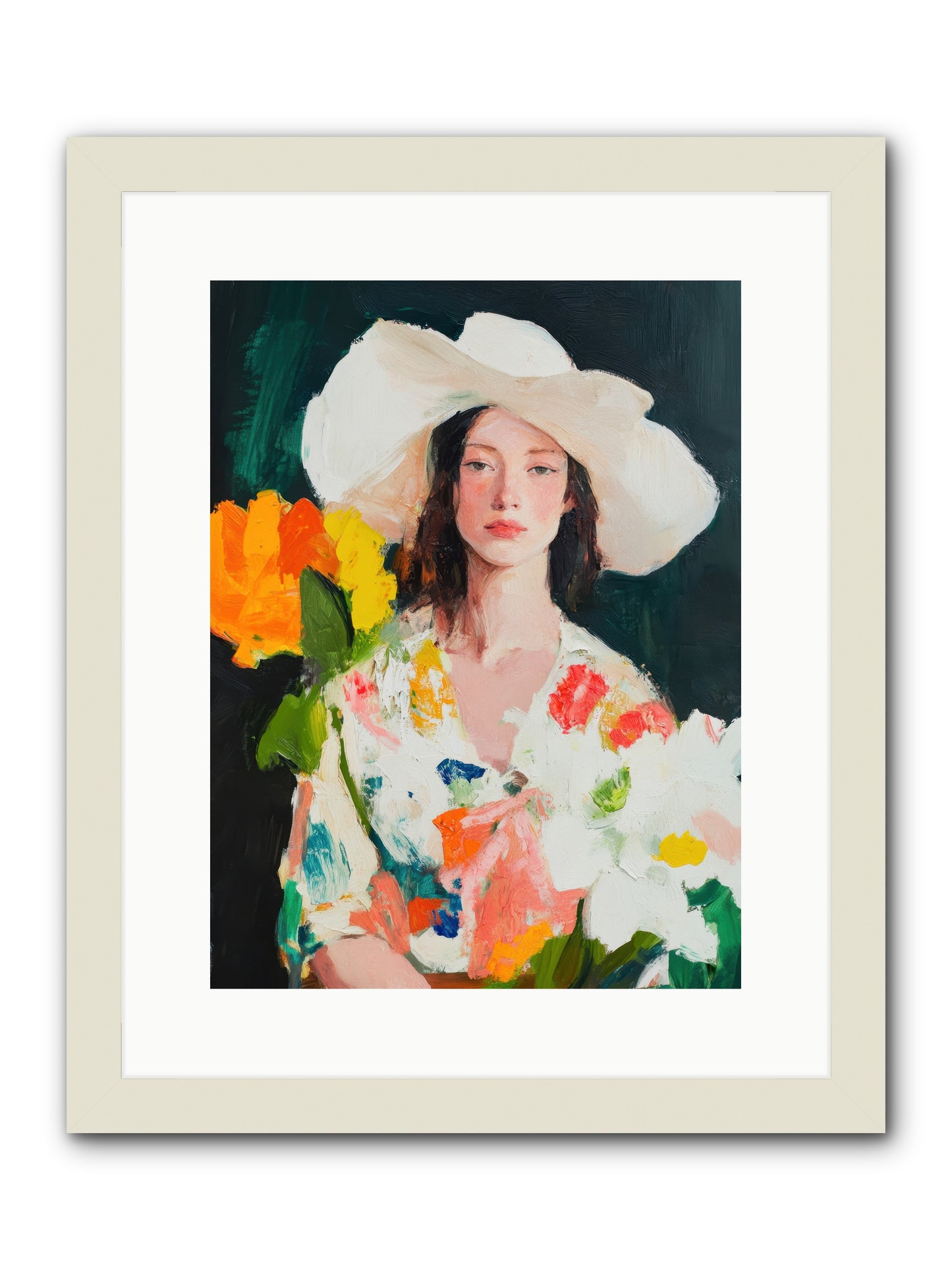 Breathless Observer -- Framed Print - White 12x16
