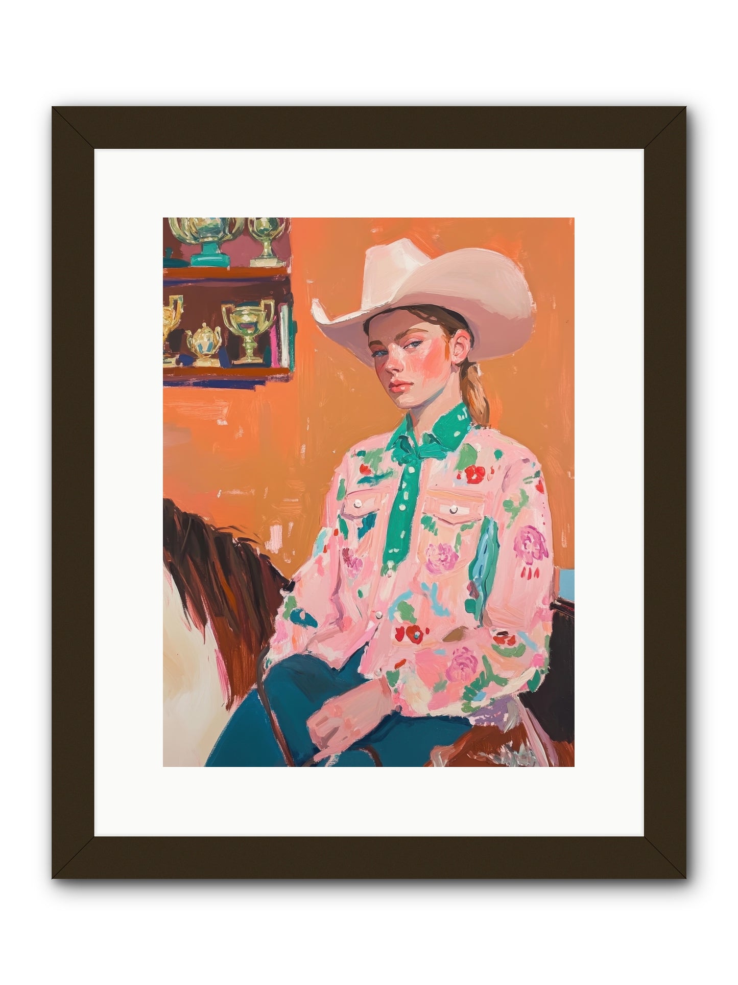 Bronc Riding Belle -- Framed Print - Black 12x16