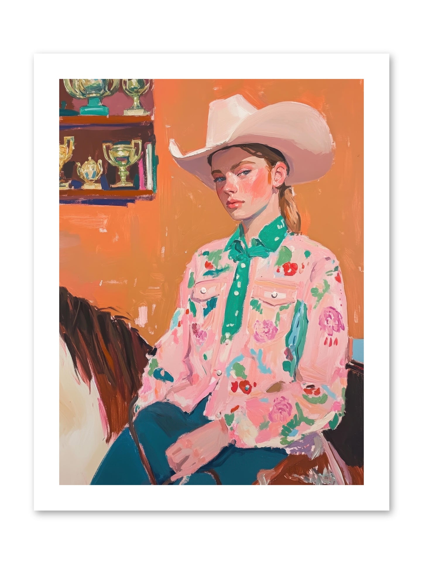 Bronc Riding Belle -- Paper Print 12x16