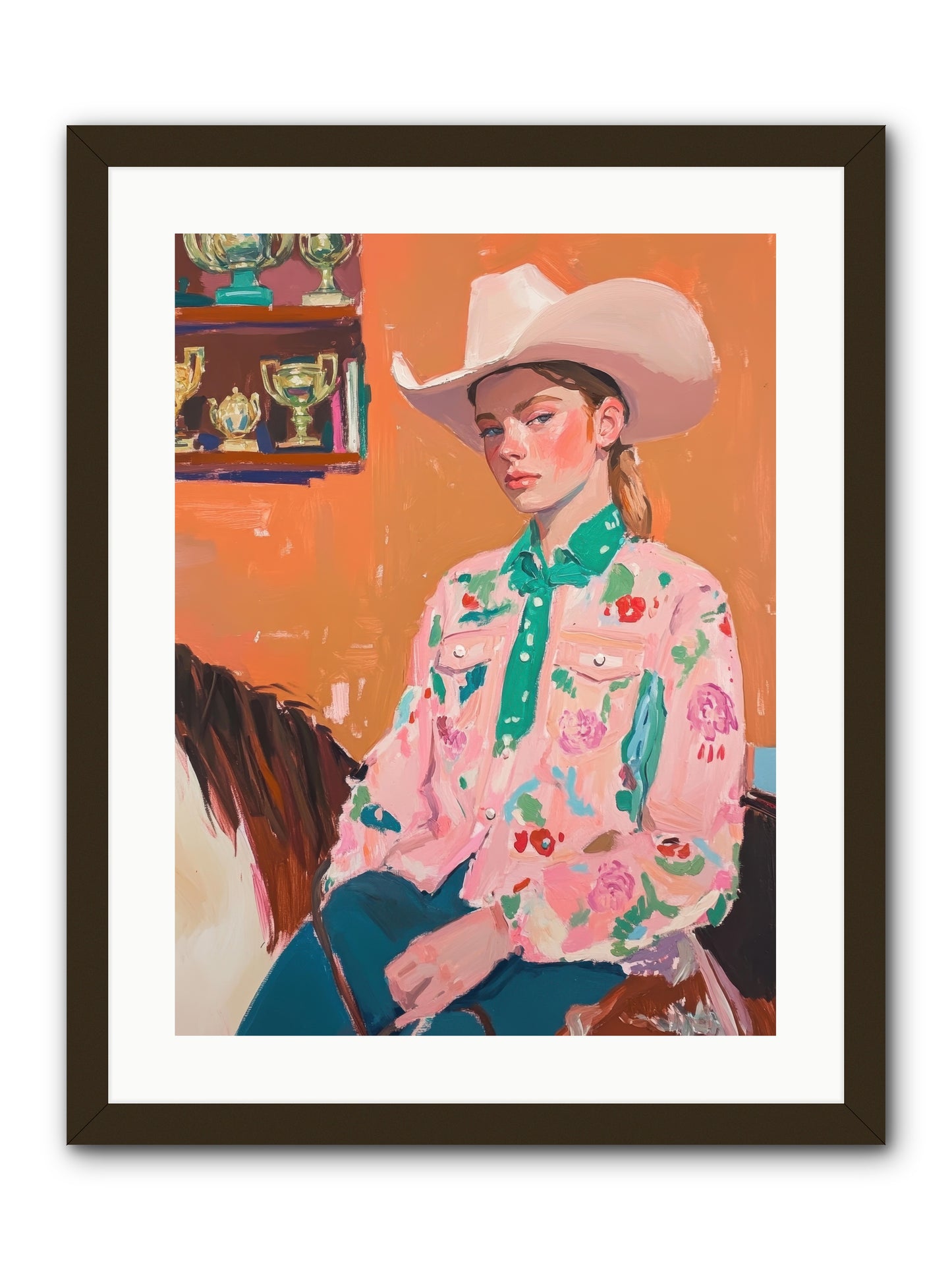 Bronc Riding Belle -- Framed Print - Black 18x24