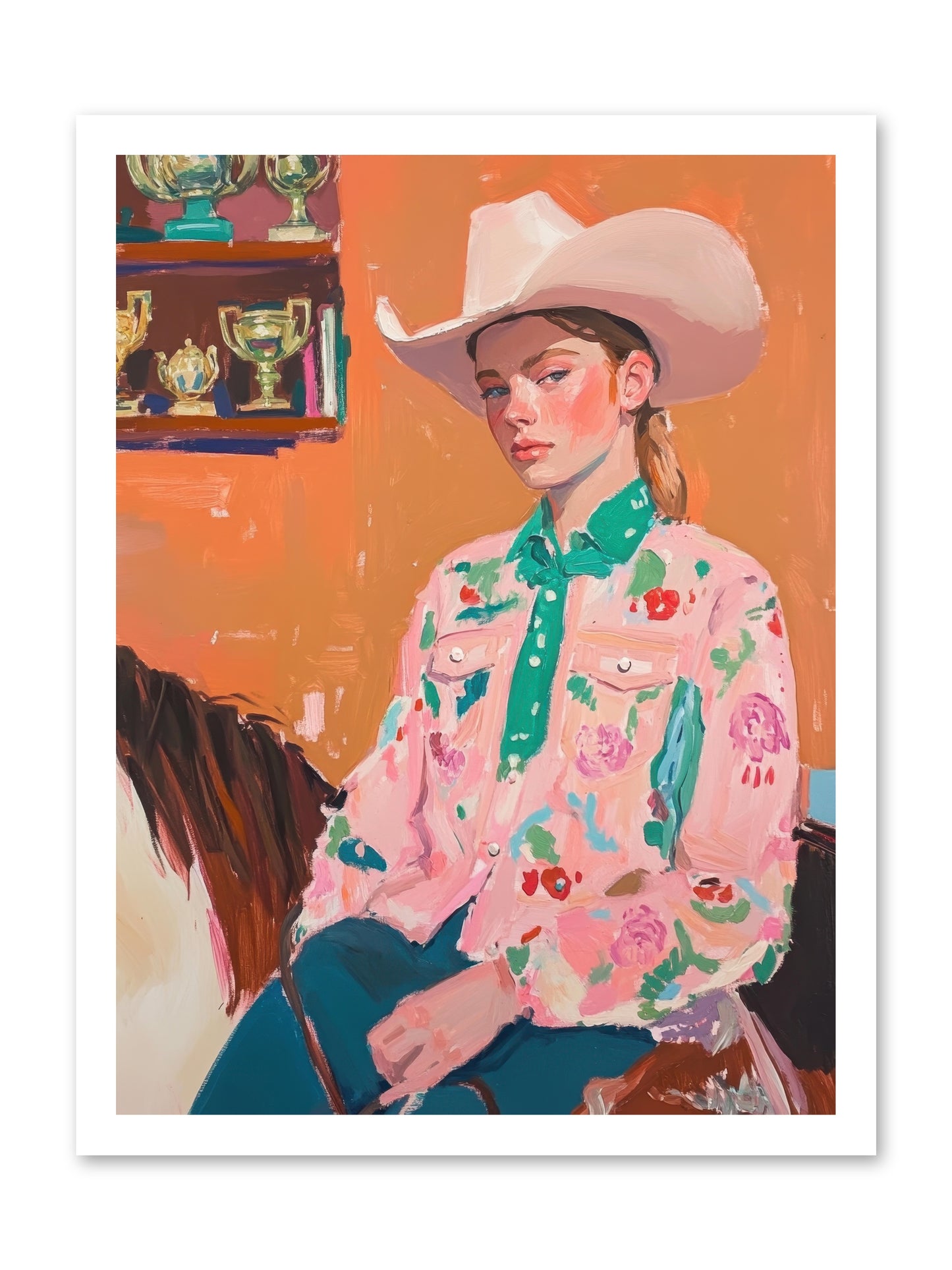 Bronc Riding Belle -- Paper Print 18x24